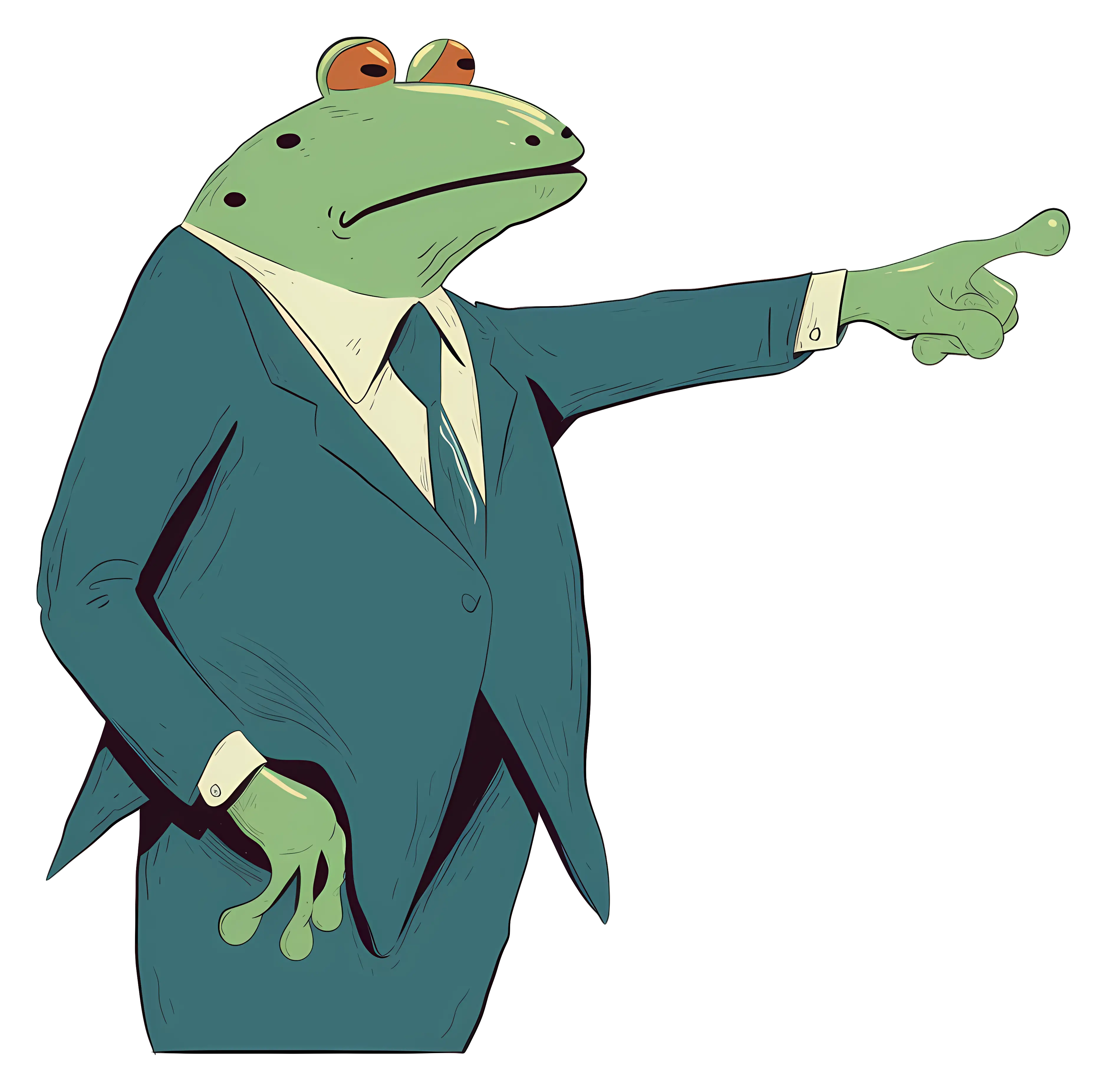Frog in Suit Pointing