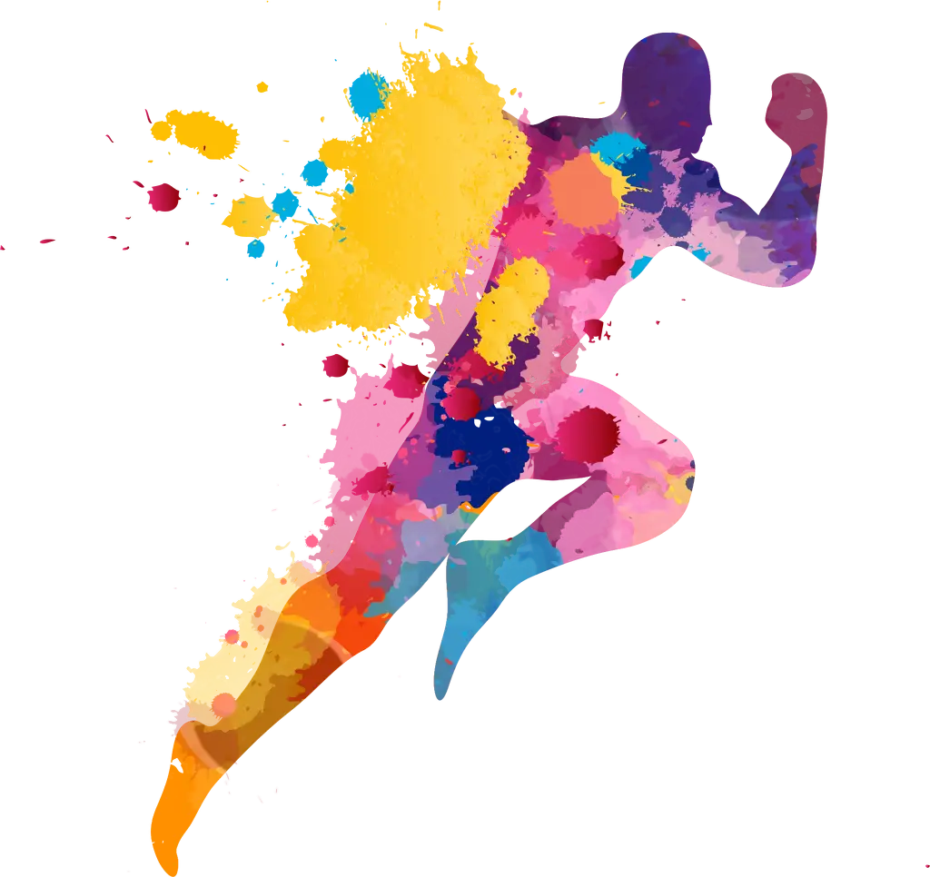 Colorful Silhouette of Running Athlete
