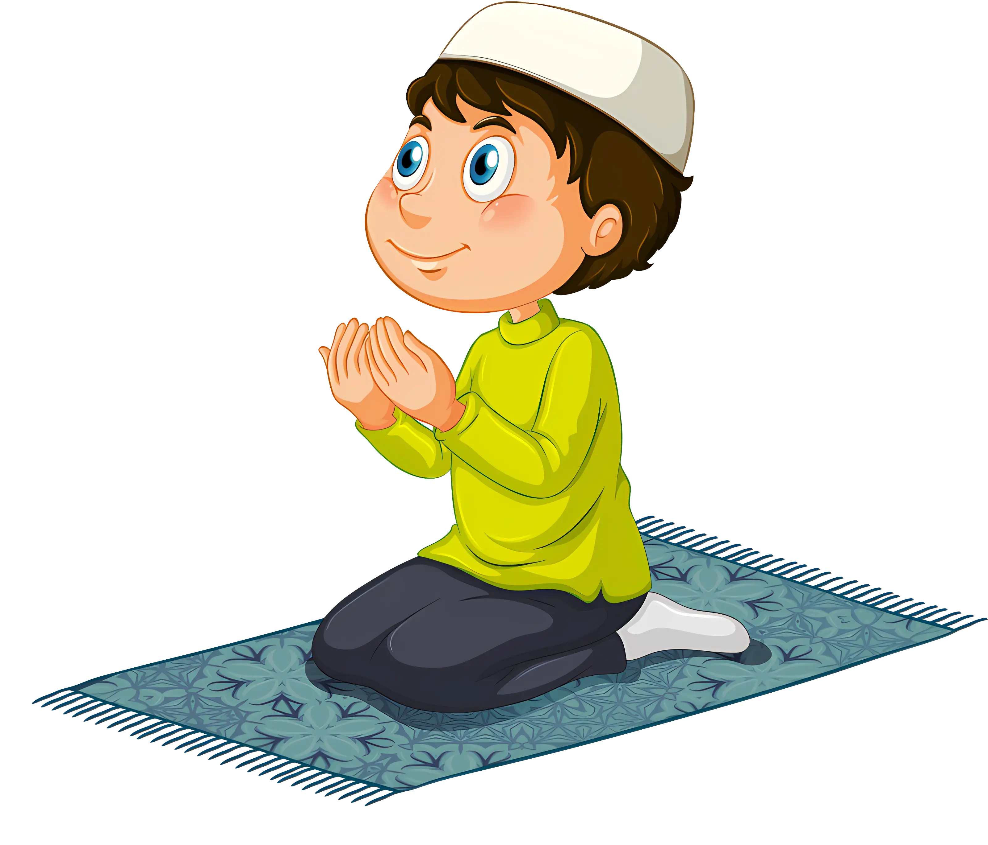 Boy Praying on a Prayer Mat Illustration