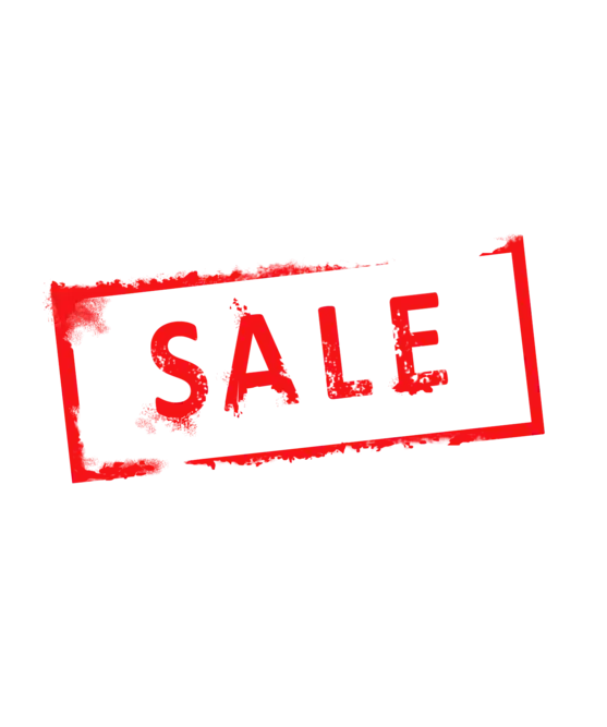 Red Sale Label with Stamped Design