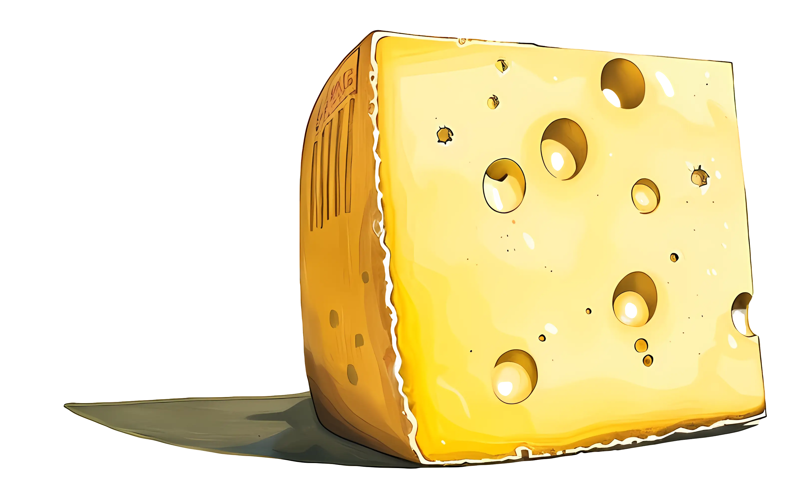 Illustration of a Yellow Cheese Block