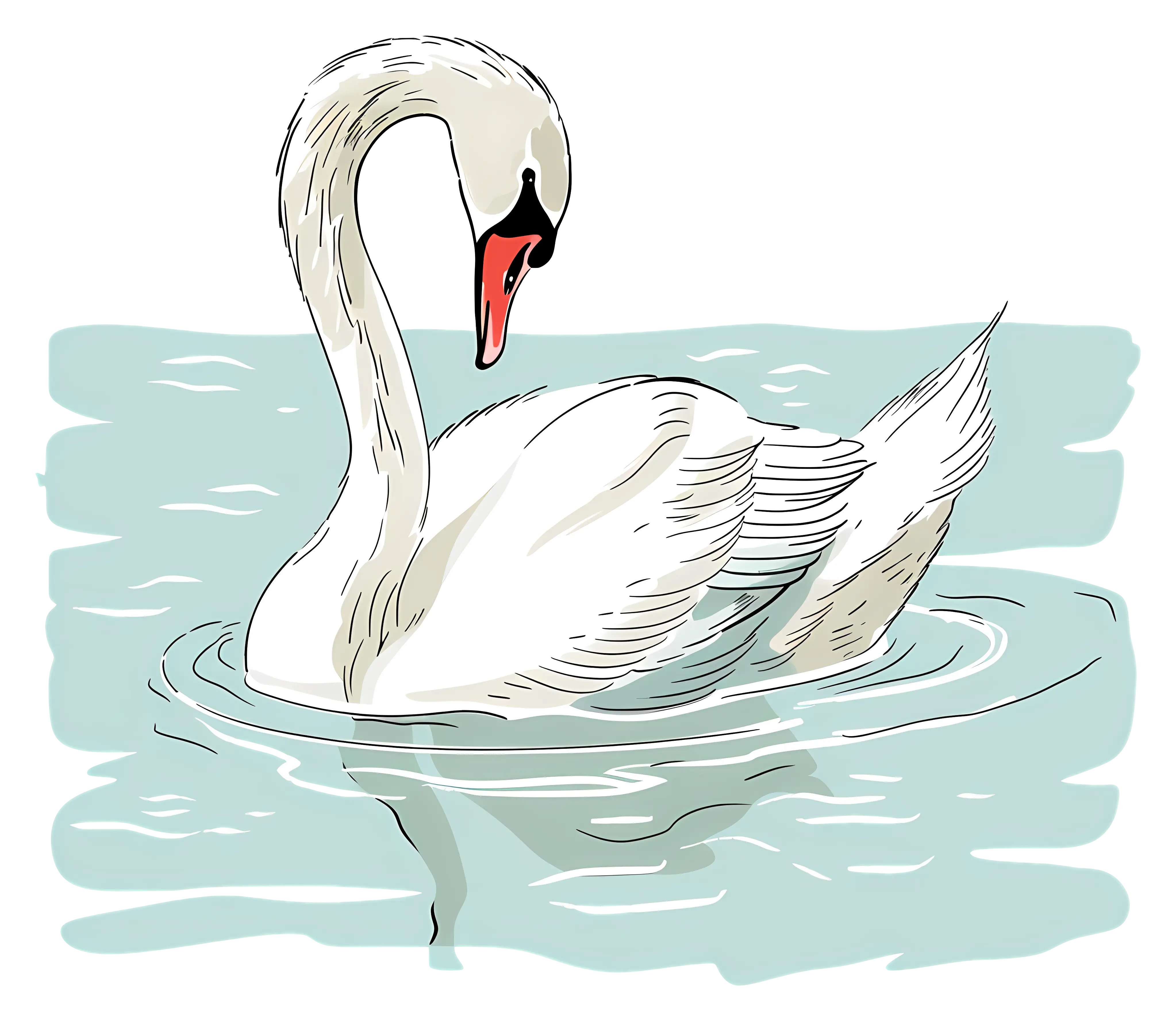 Elegant White Swan Swimming in Pond
