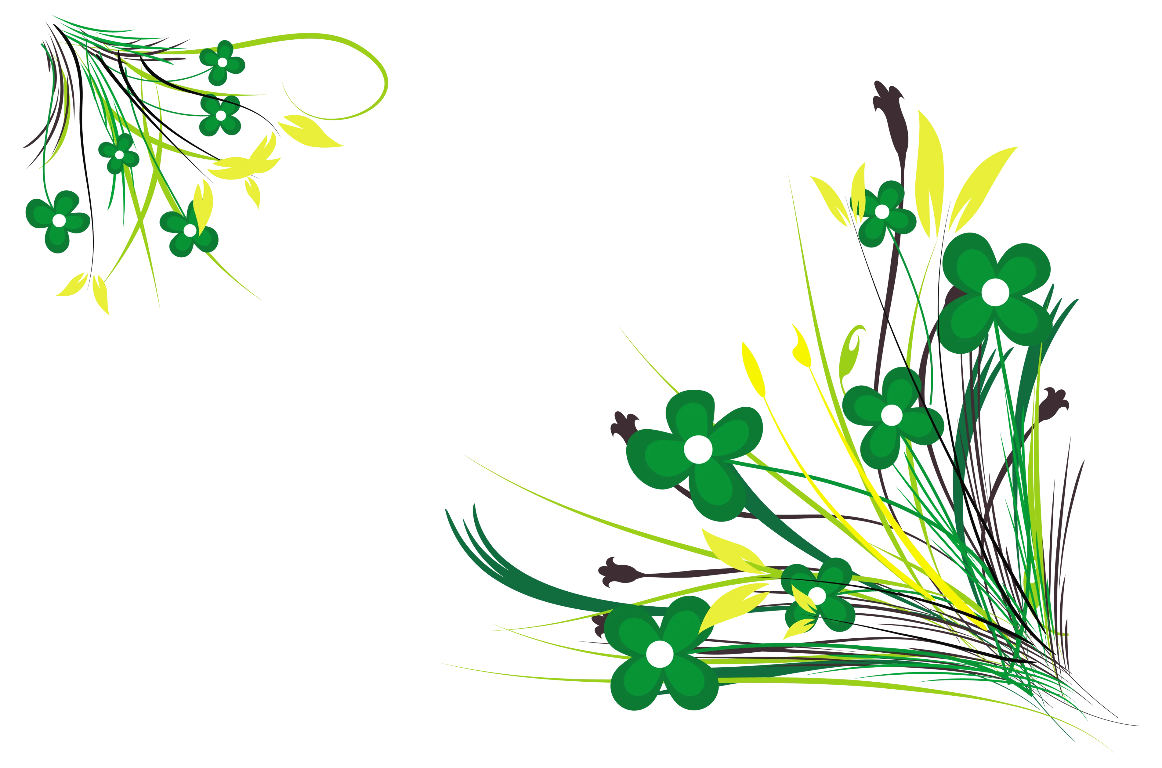Green Flowers and Leaves Design
