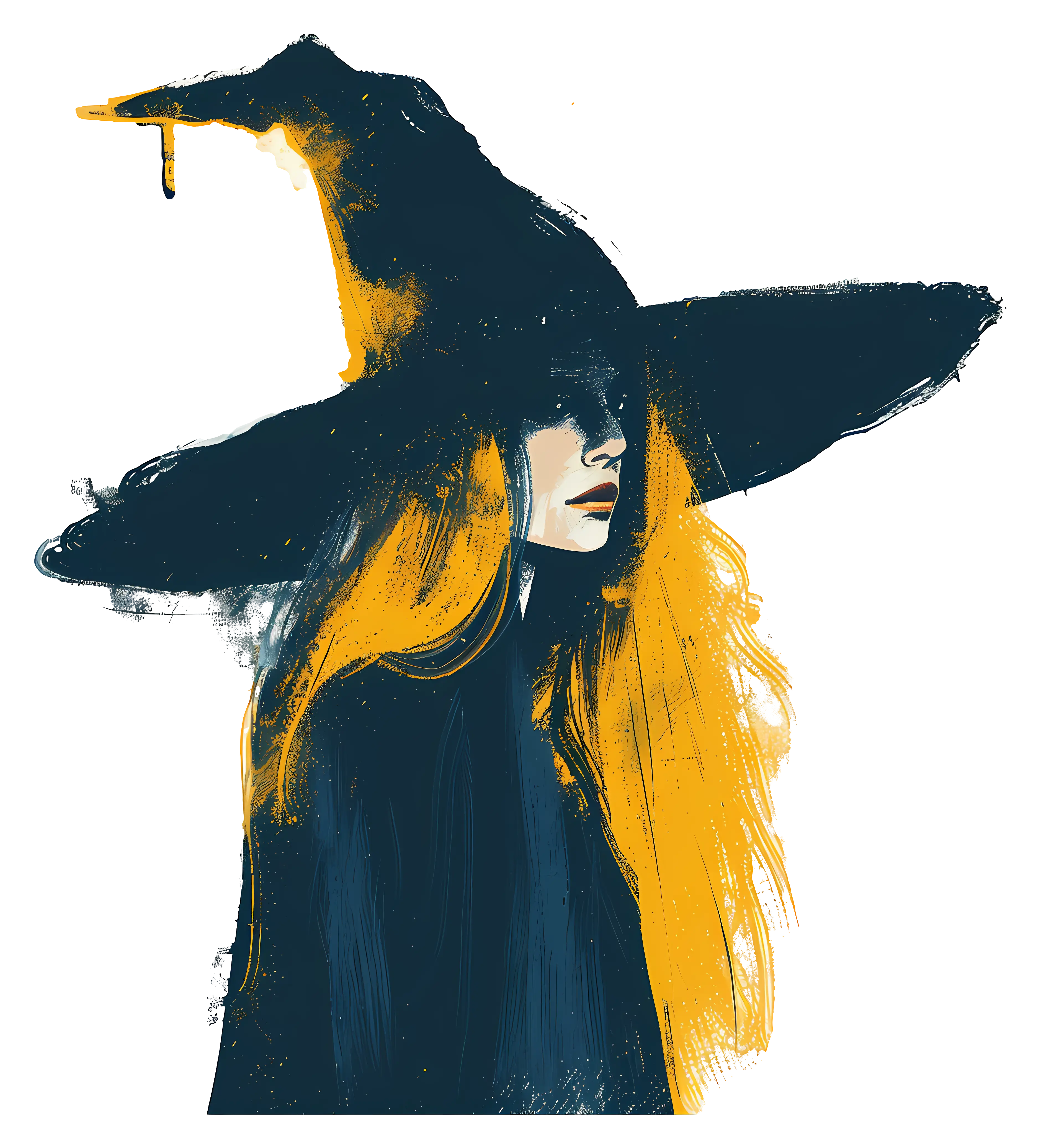 Mystical Witch with Hat Illustration