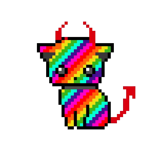 Colorful Pixel Art Rainbow Cat