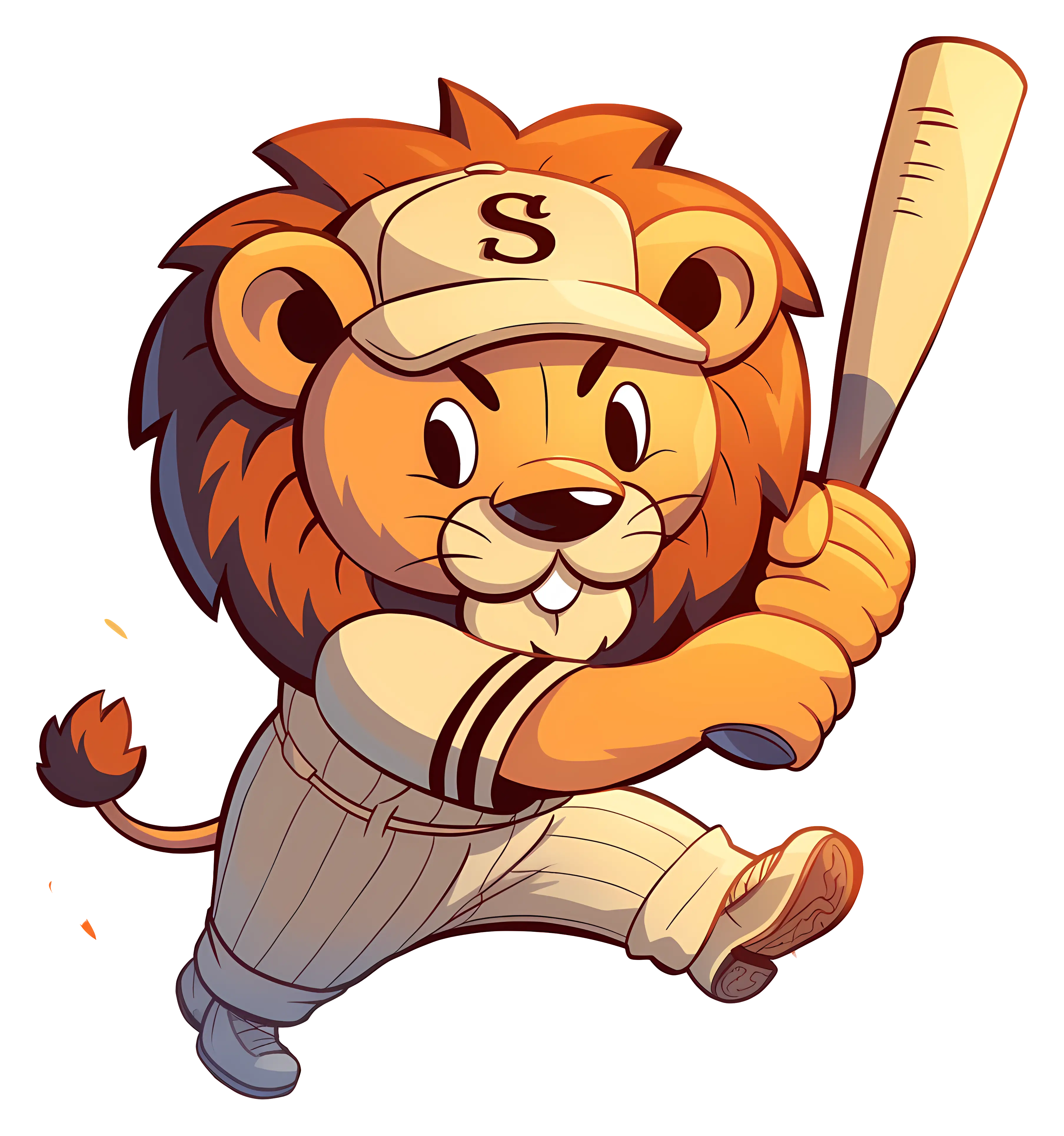 Lion Baseball Player Cartoon