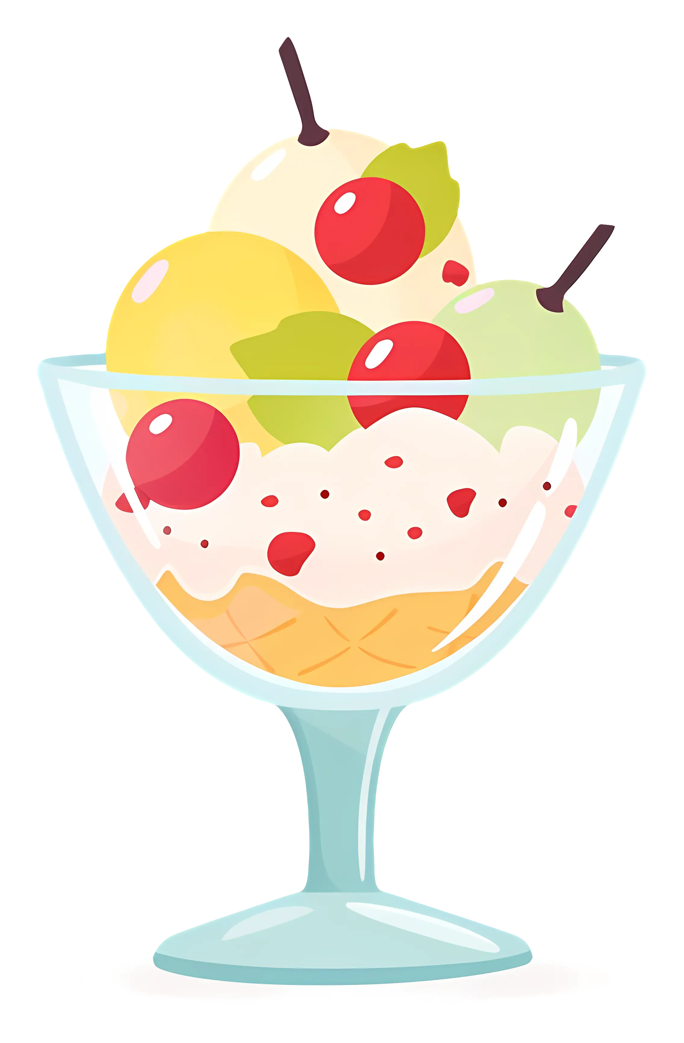 Refreshing Ice Cream Cup with Cherries