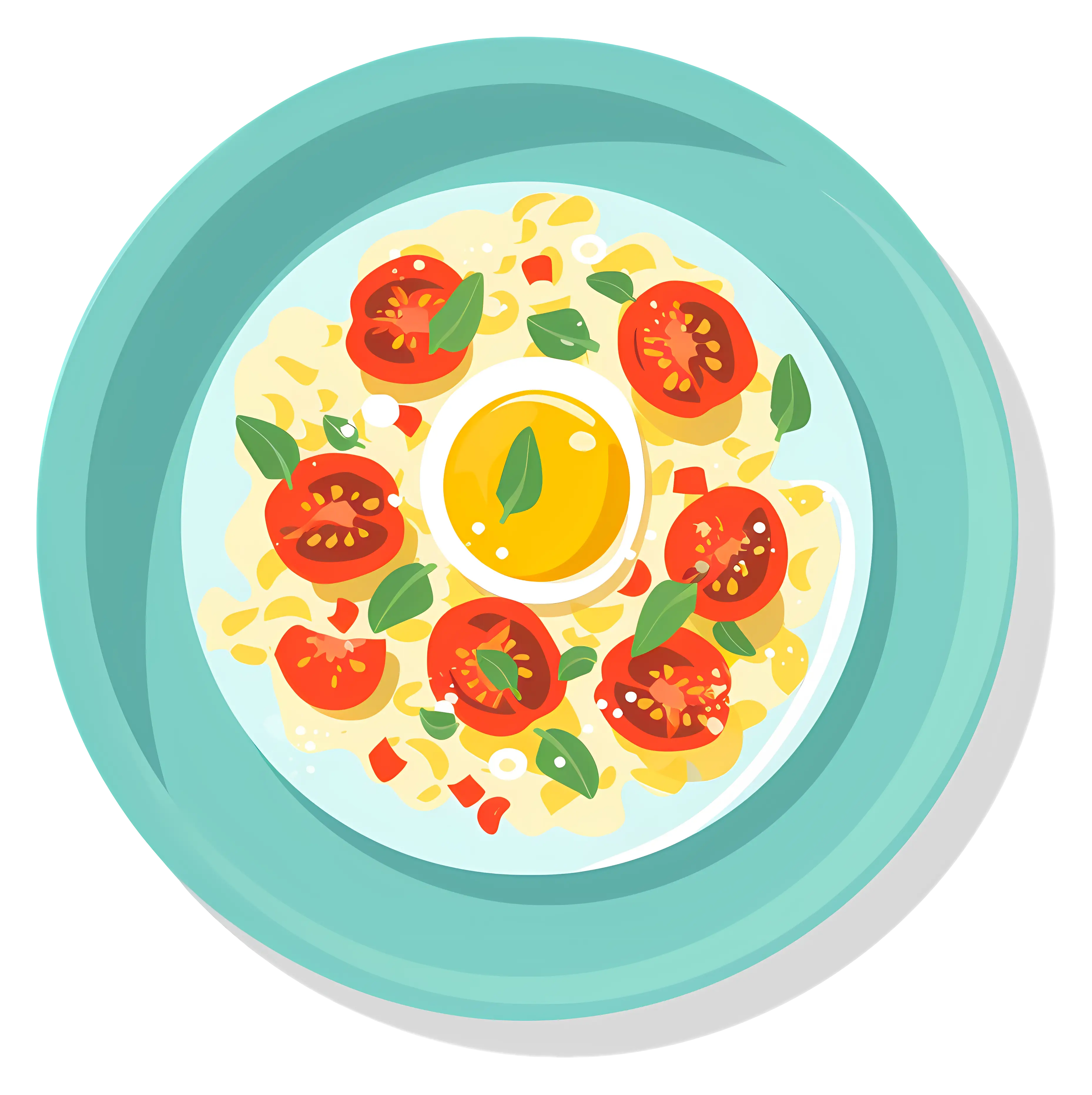 Plate of Tomato Salad with Basil Garnish