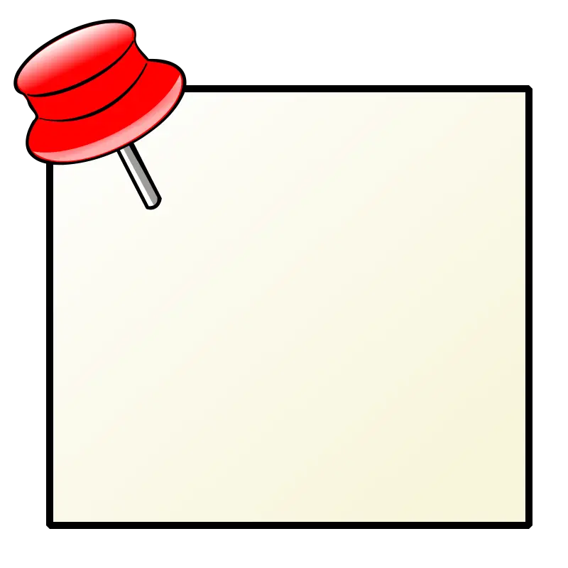 Sticky Note with Red Push Pin for Reminder