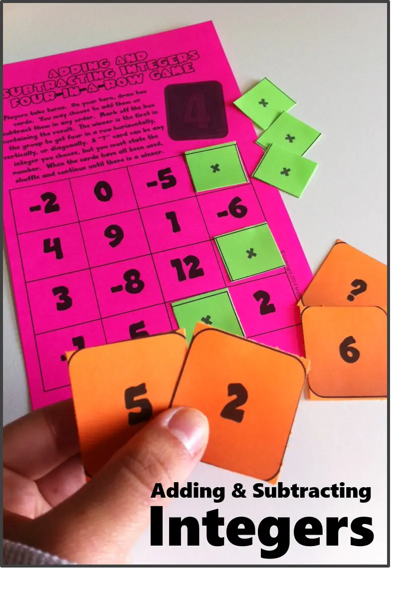 Adding and Subtracting Integers Game