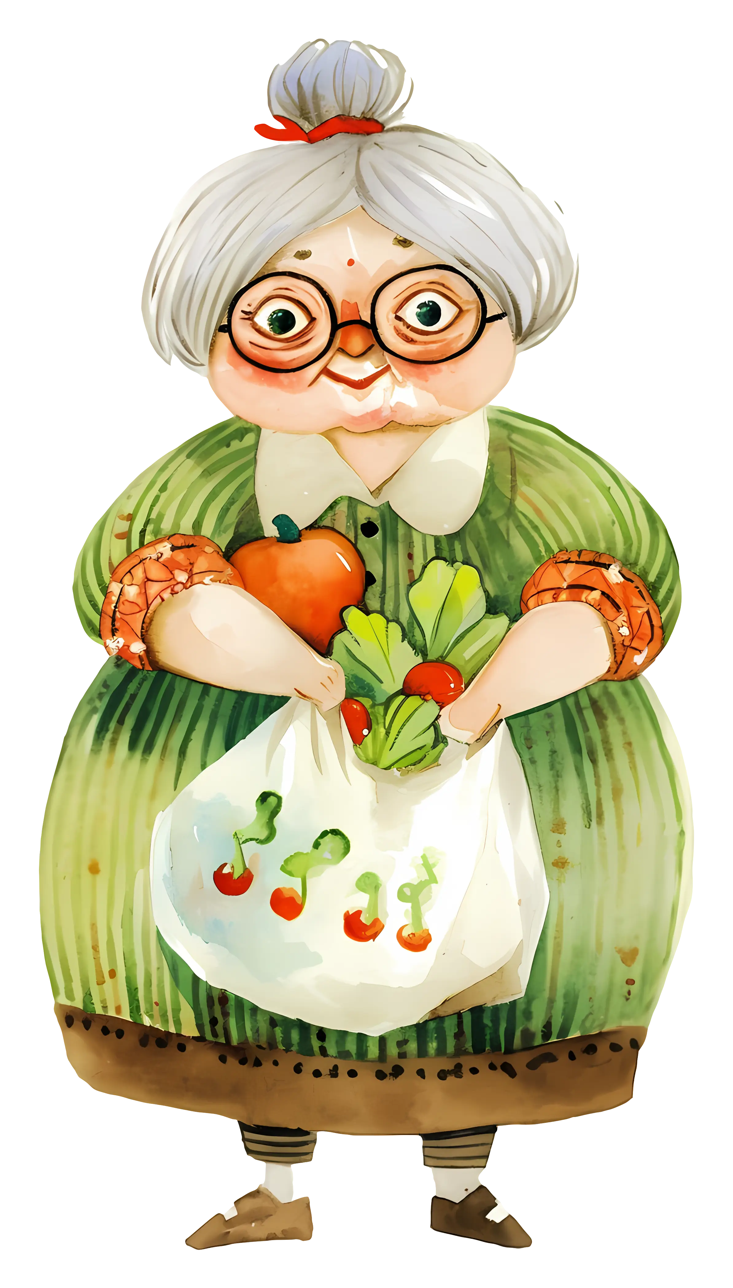 Elderly Woman with Vegetables