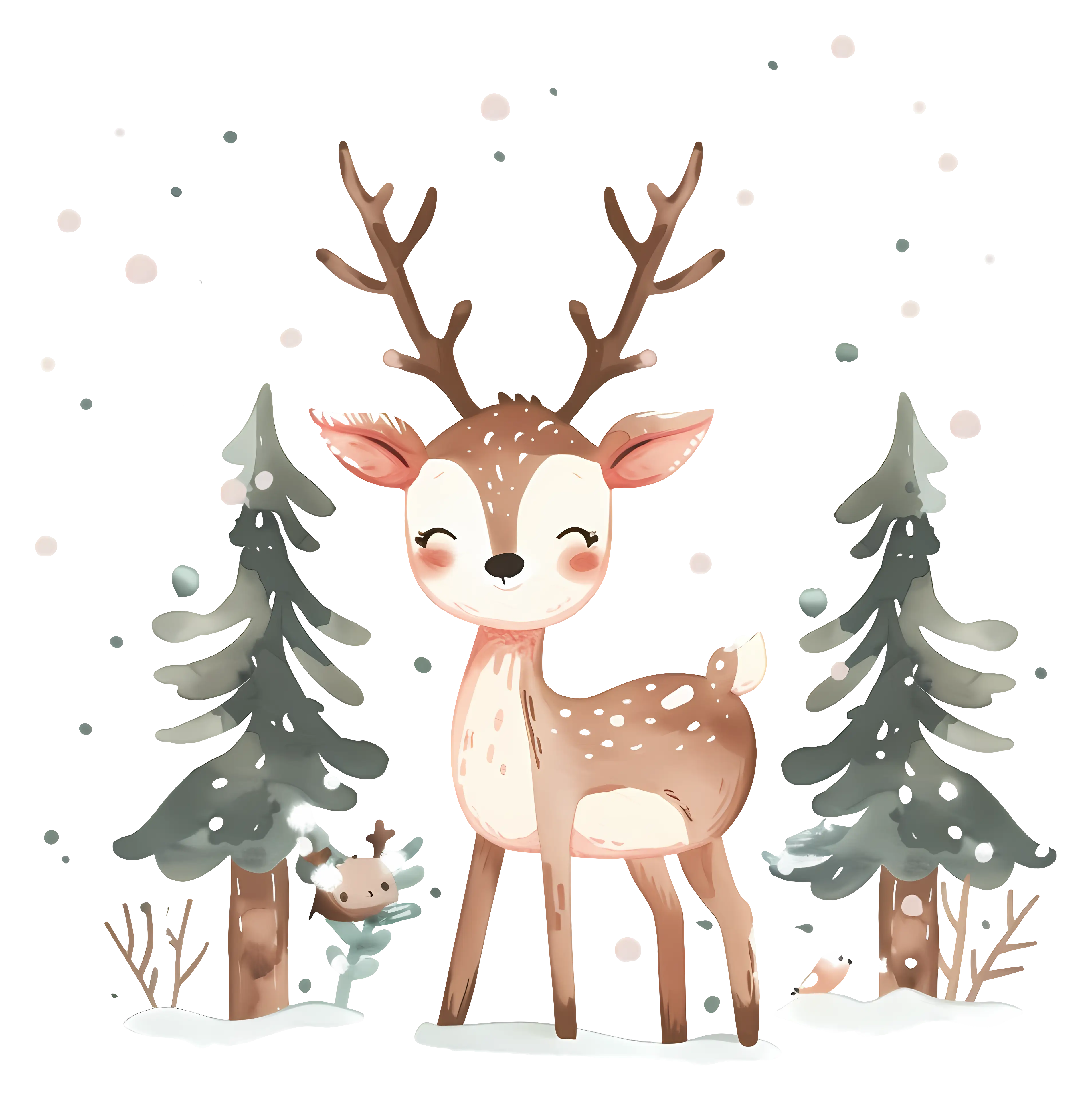 Adorable Deer in Snowy Forest