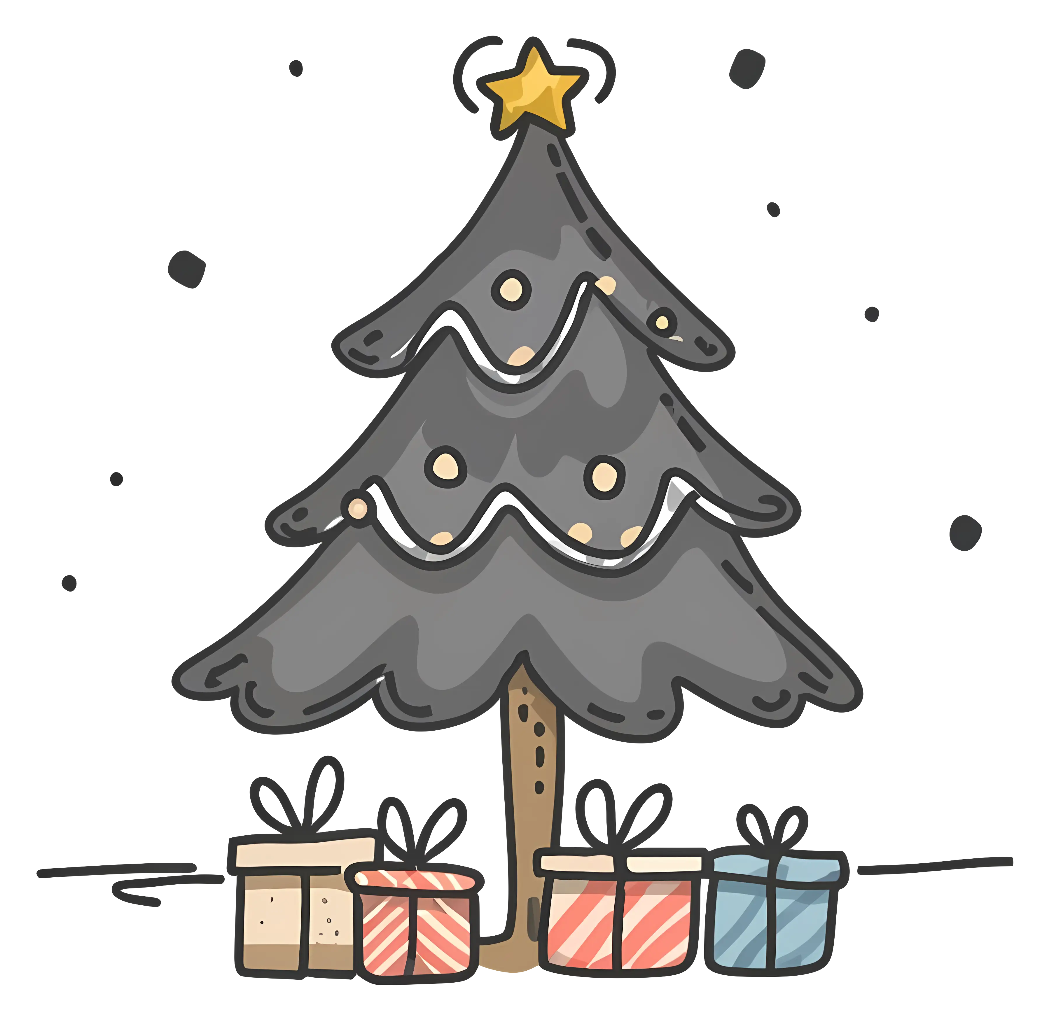 Doodle Christmas Tree with Gifts