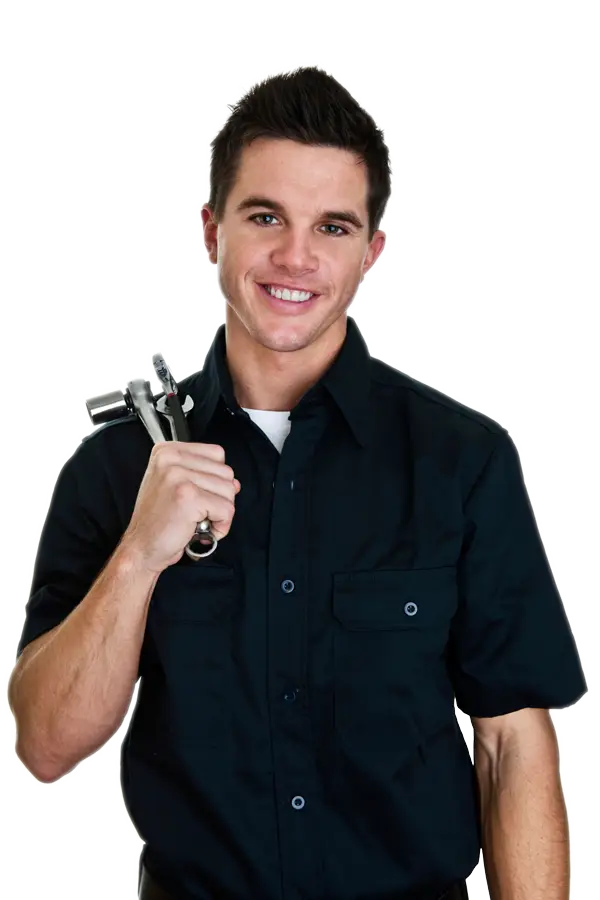 Smiling Plumber with Tools