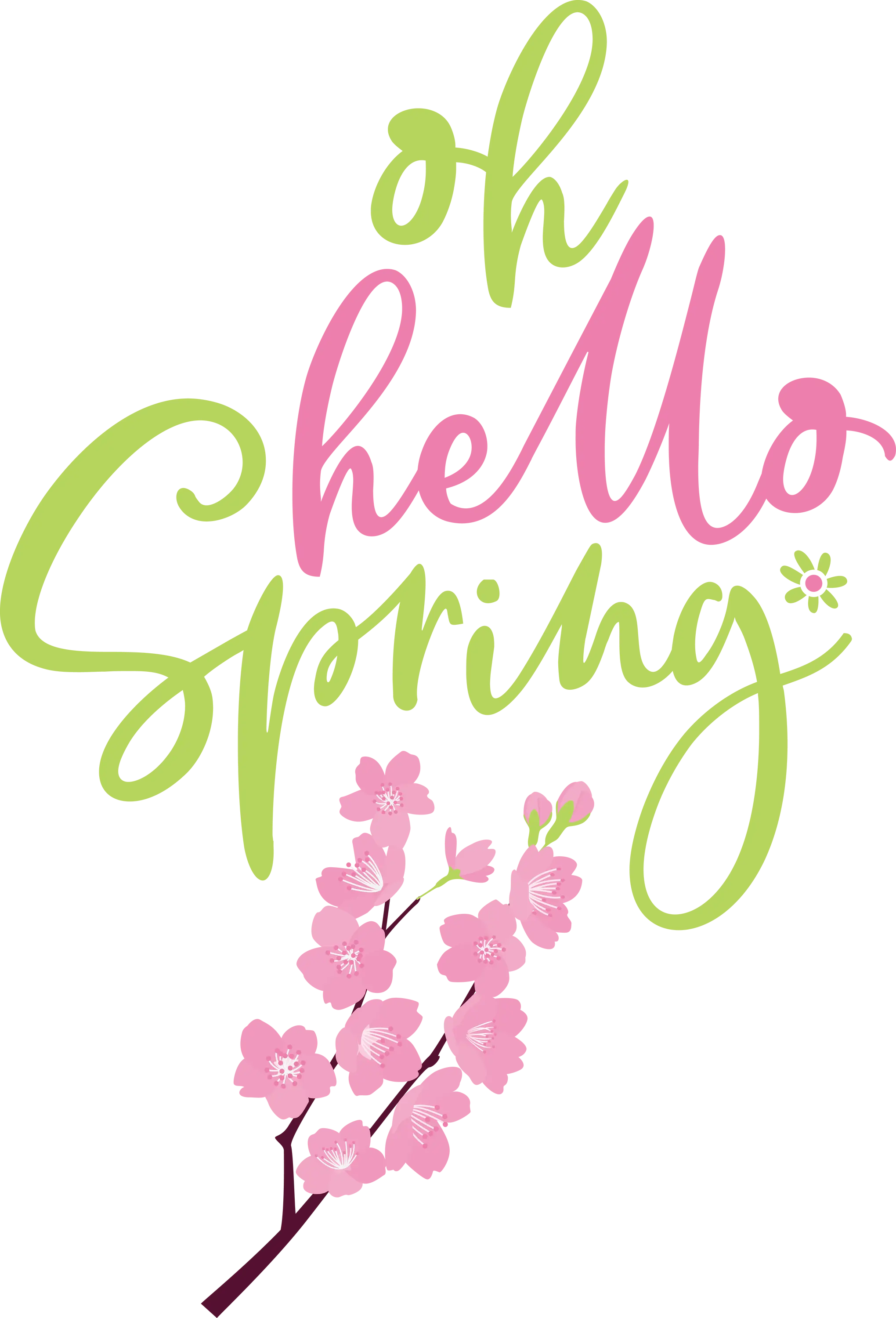 Oh Hello Spring with Blossoming Flowers