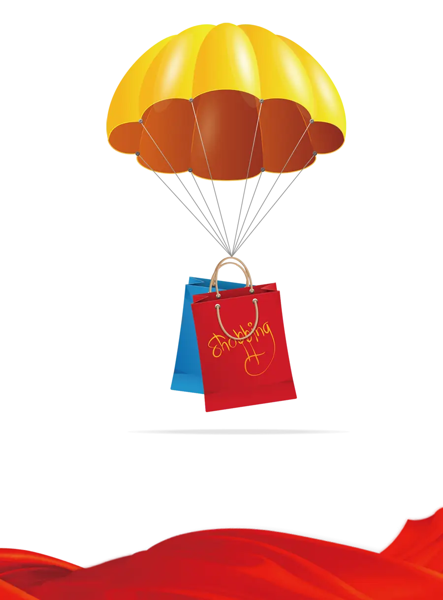 Parachuting Shopping Bags Illustration