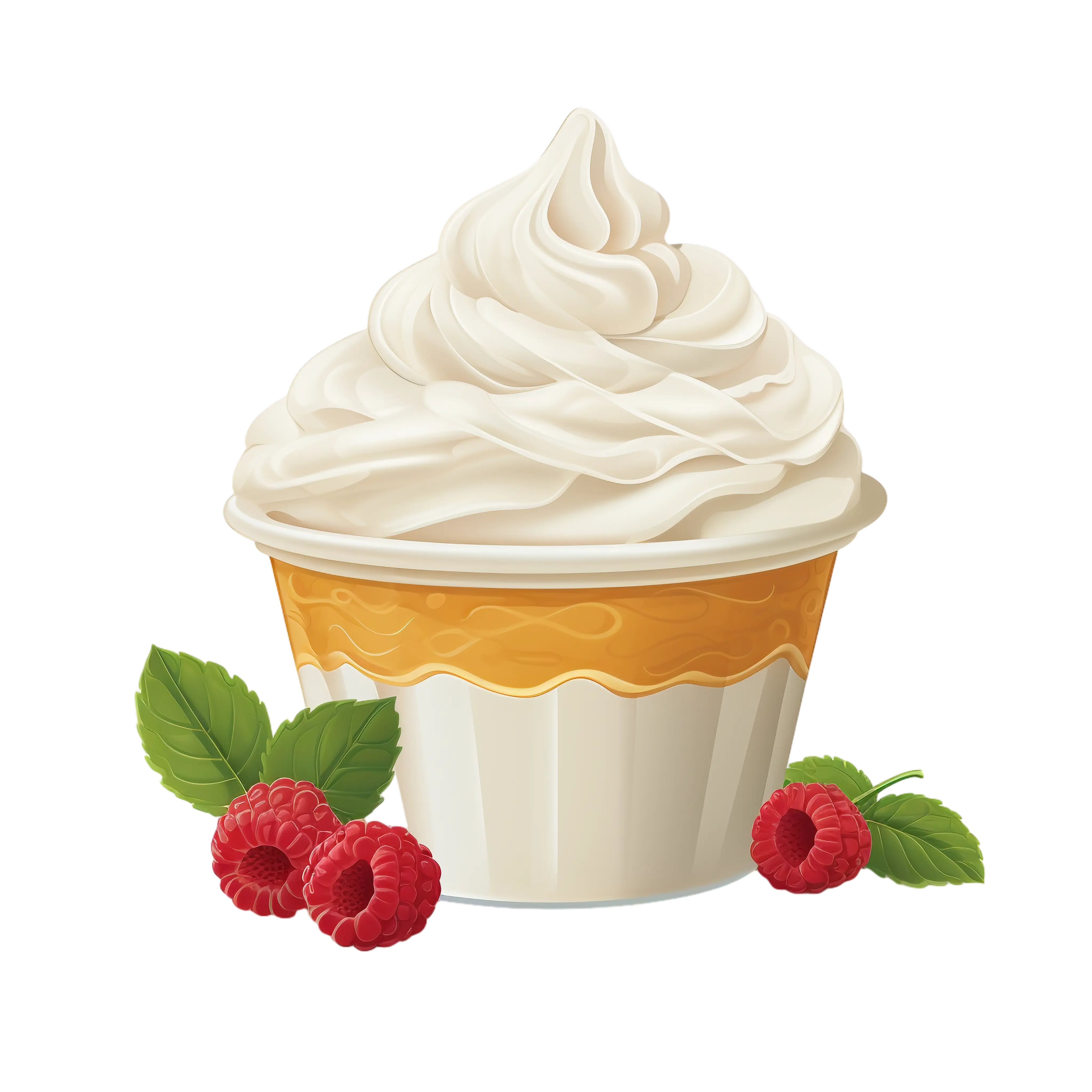 Whipped Cream Dessert Cup with Raspberries