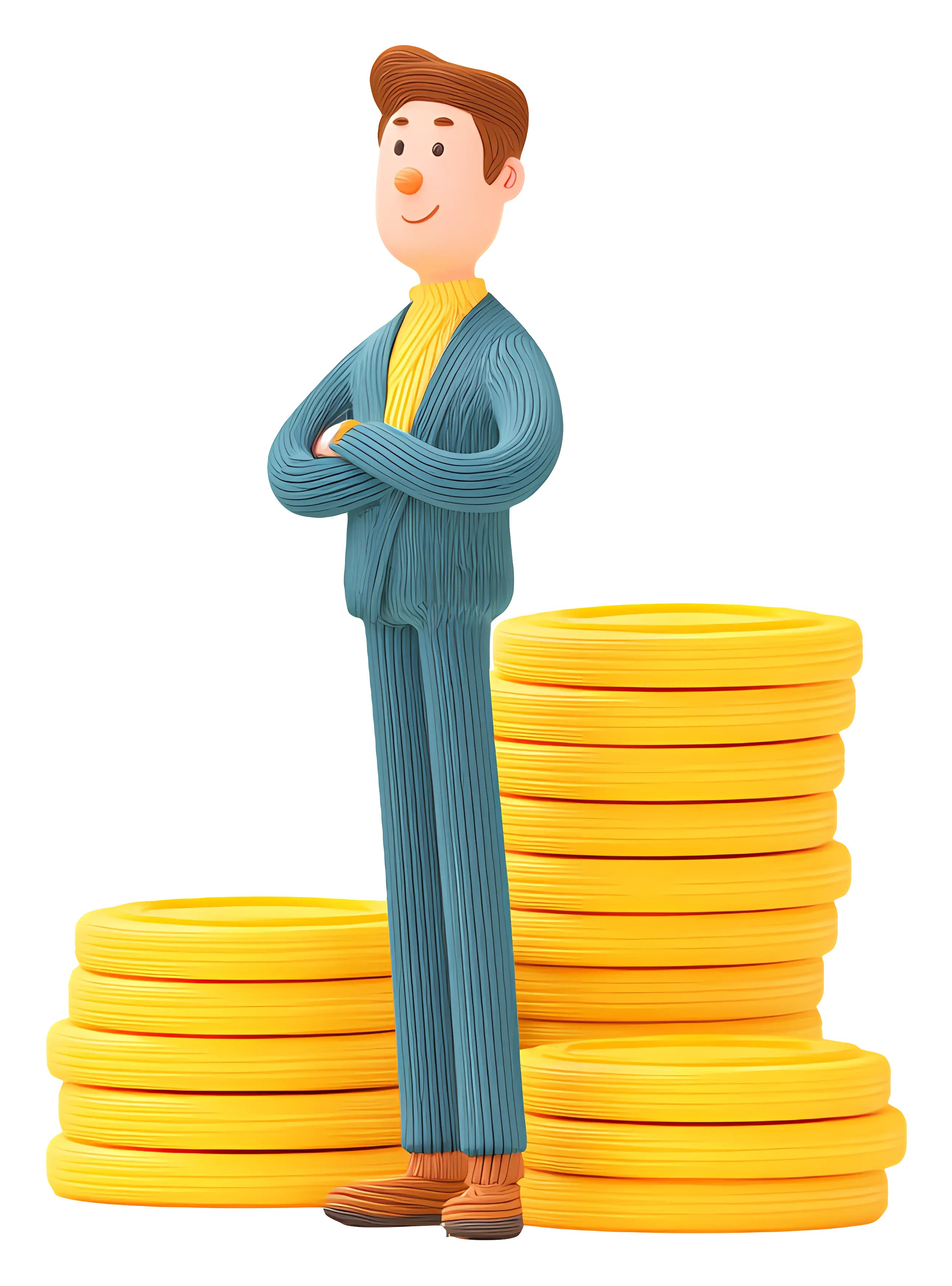 Man Standing with Coins Illustration