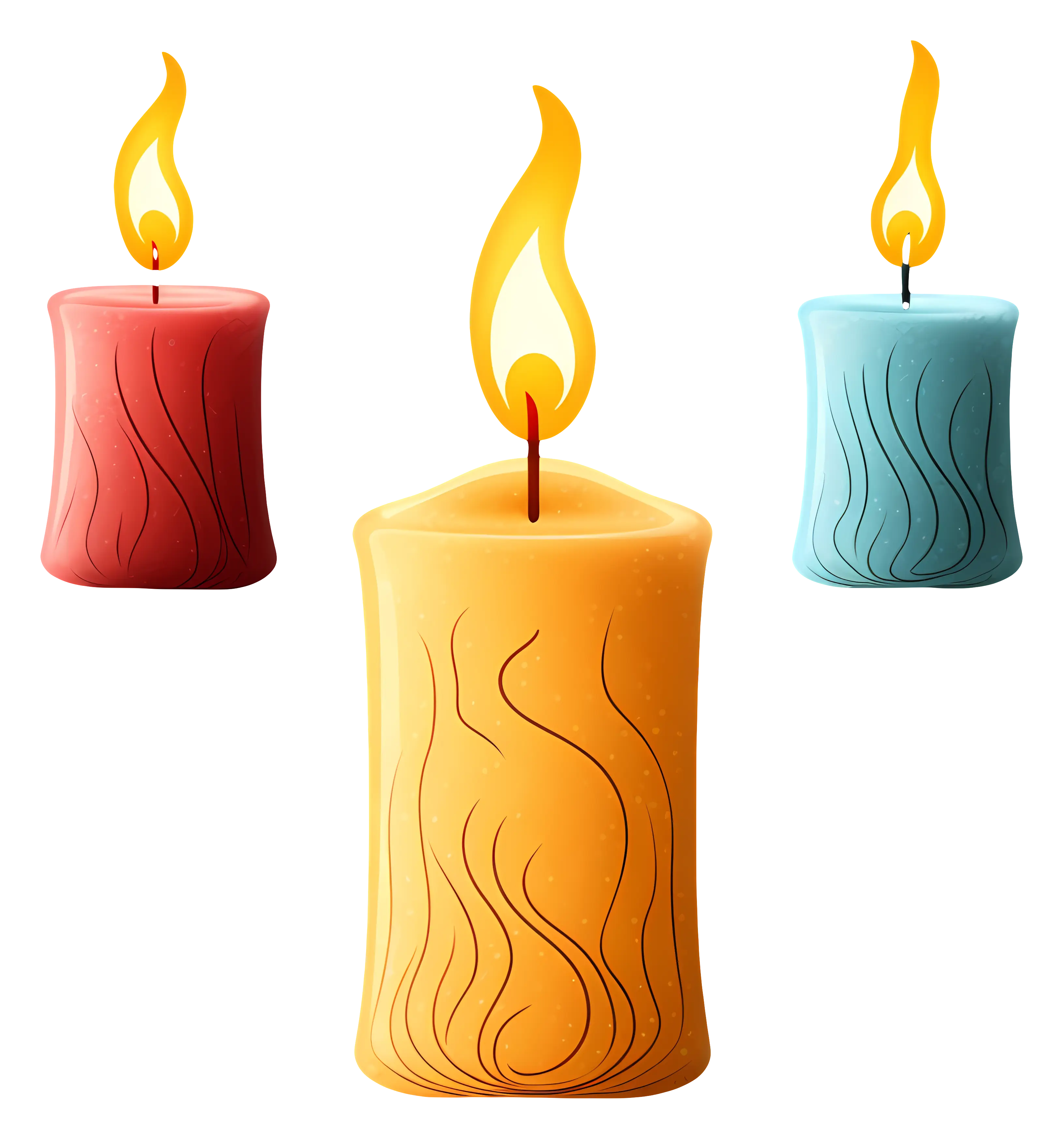 Colorful Decorative Wax Candles with Flickering Flames