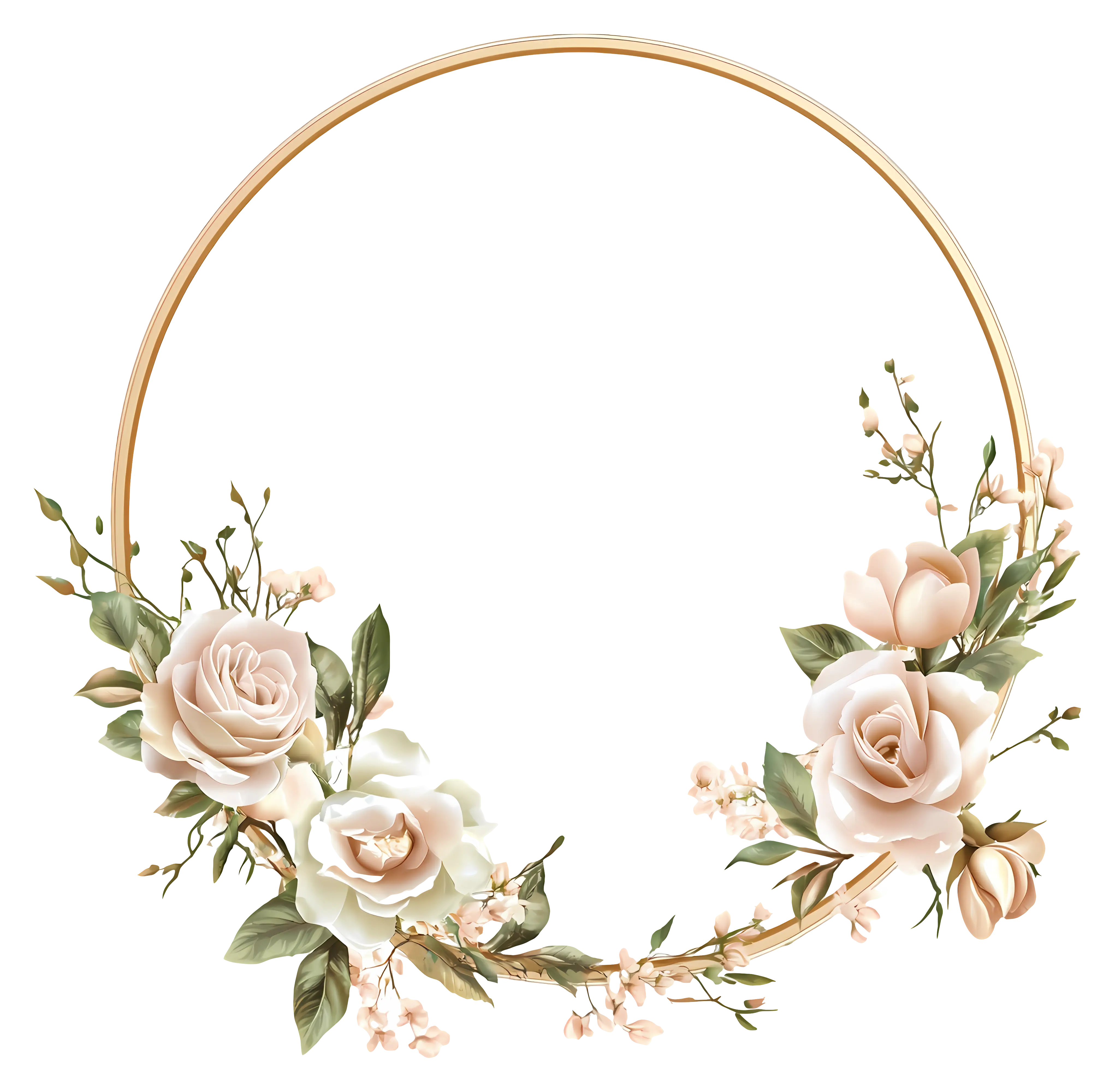 Floral Wreath with Roses and Gold Ring