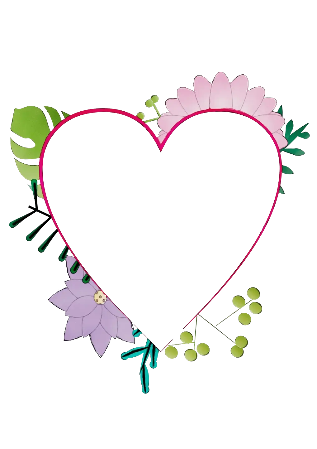 Heart-Shaped Floral Frame with Pink Flowers