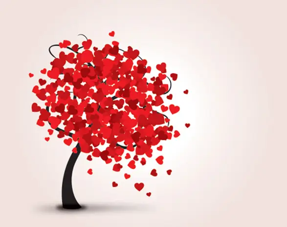 Heart Tree Illustration for Valentine&#039;s Day