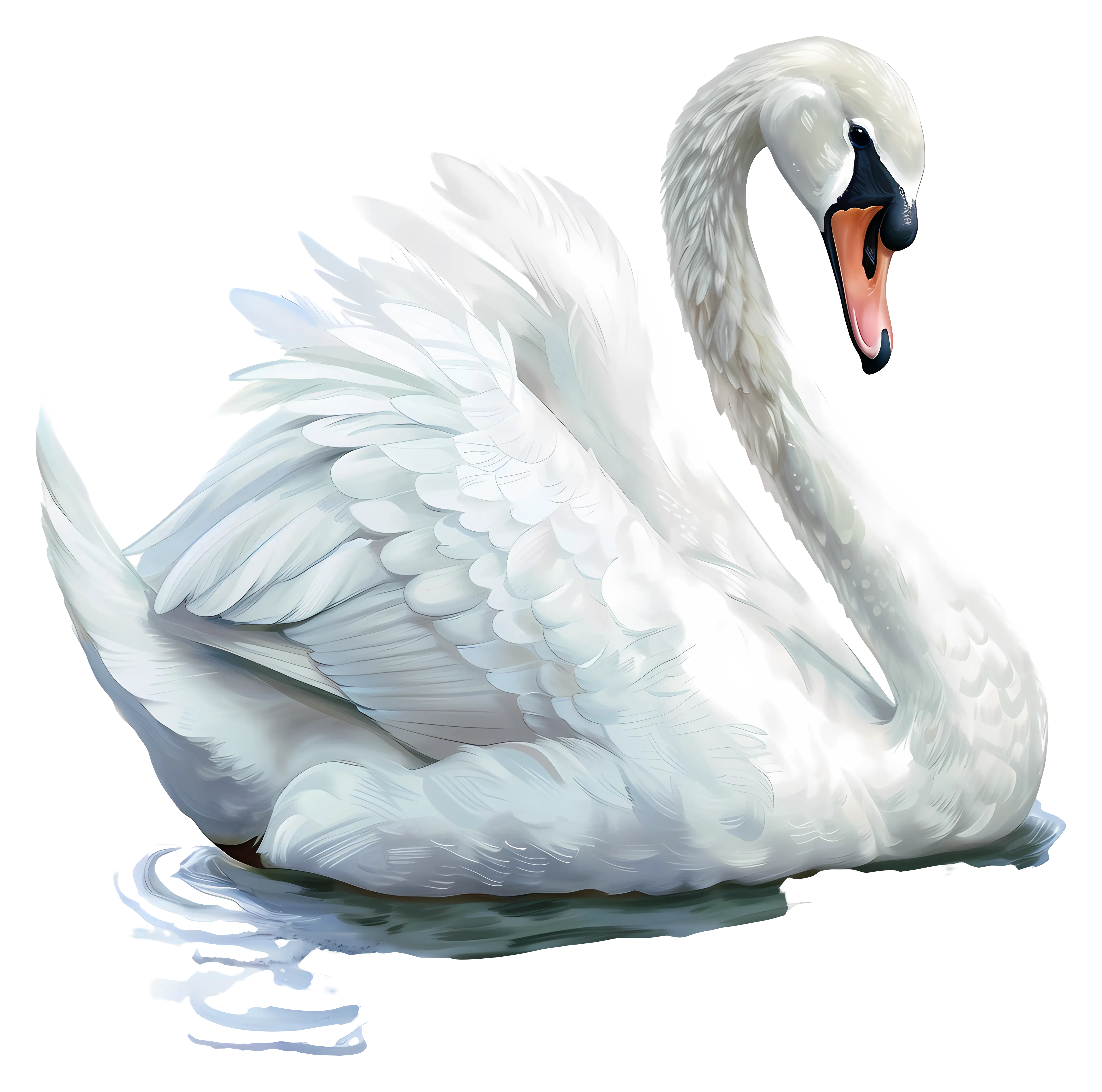 White Swan Floating Gracefully