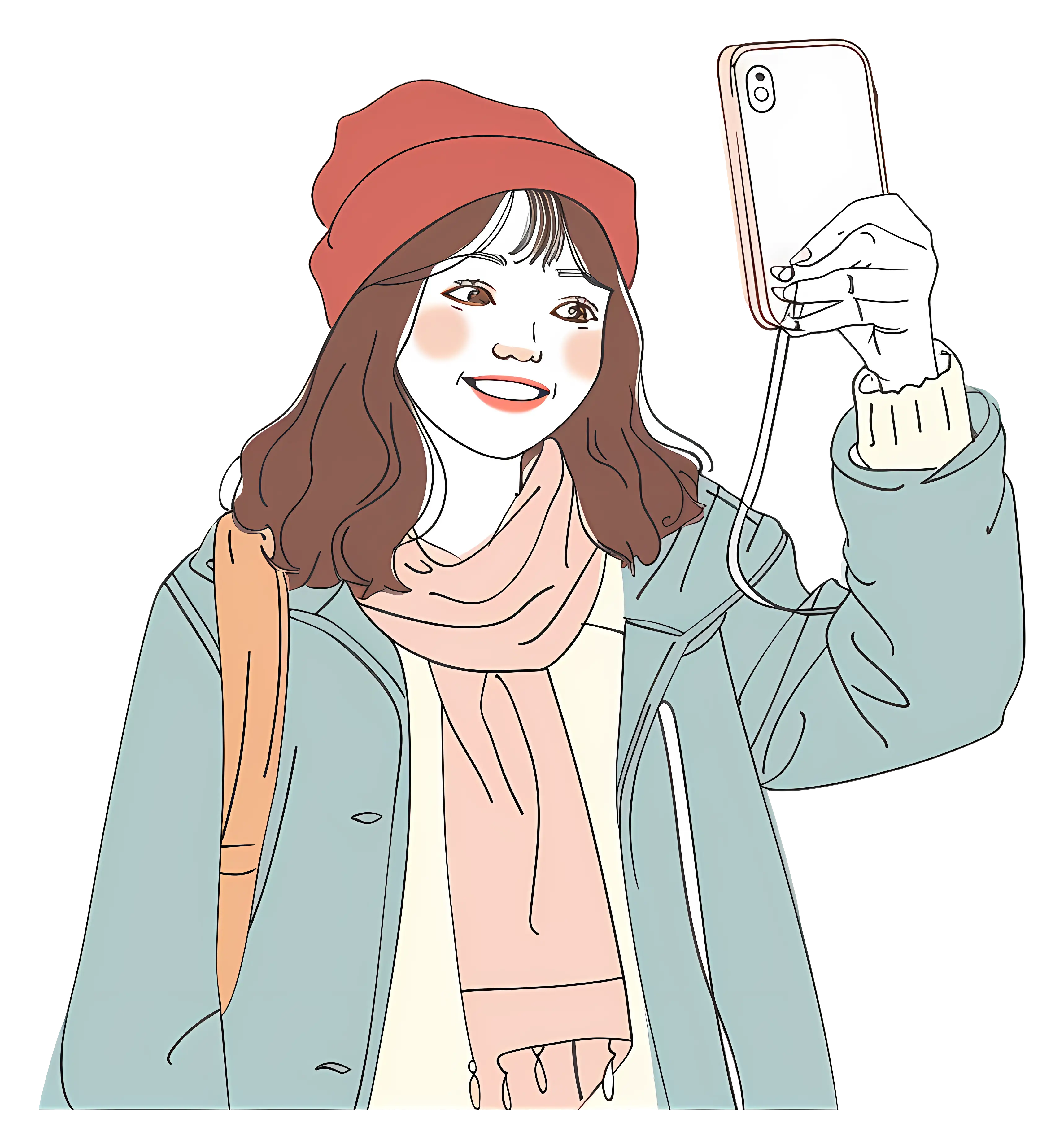 Girl Taking Selfie in Winter Clothes