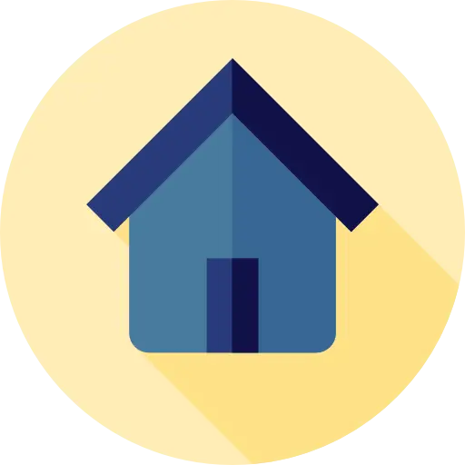 Blue House Icon on Yellow Background