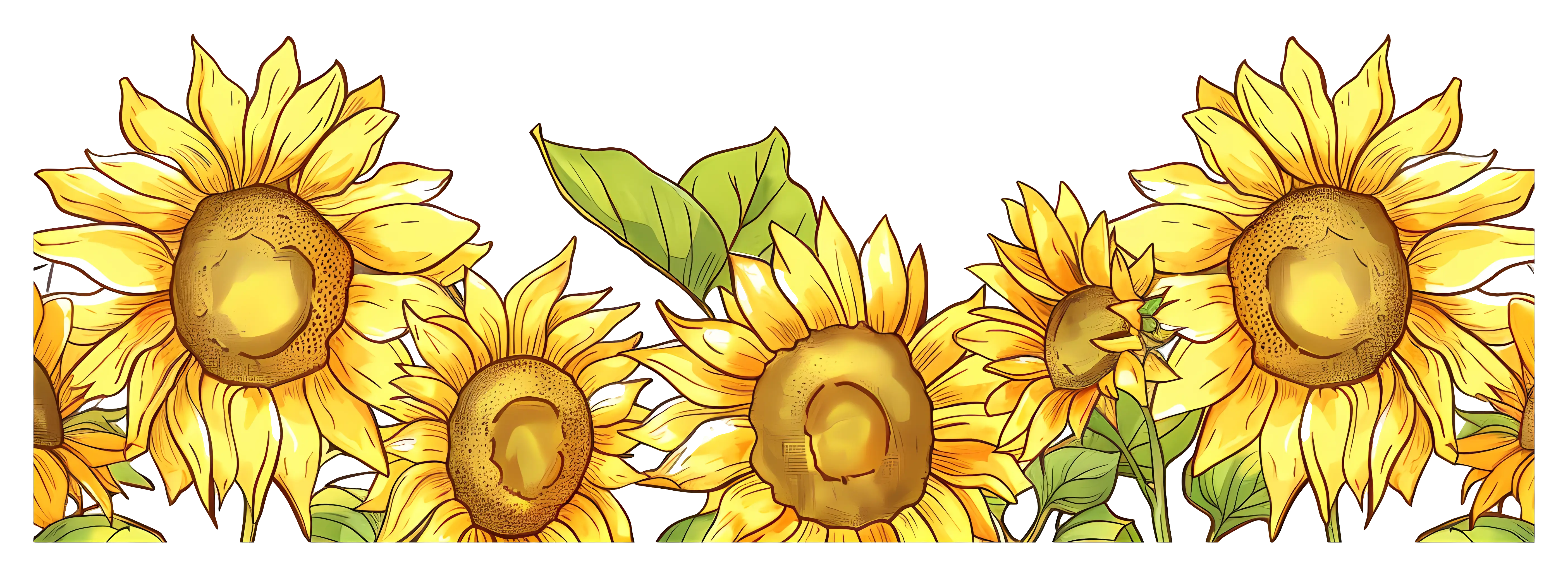 Bright Sunflower Illustration with Vibrant Details