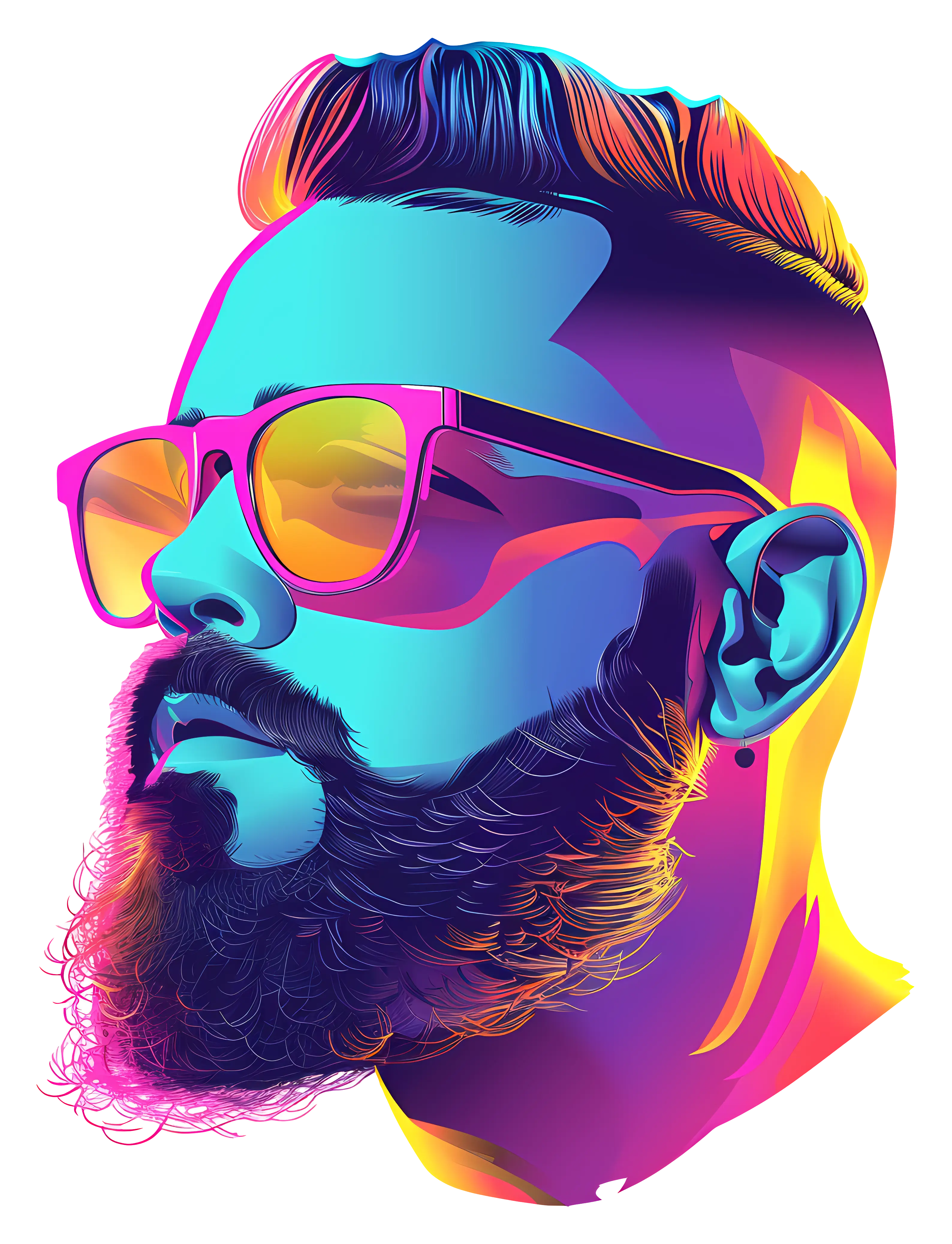 Colorful Digital Portrait of a Man with Sunglasses