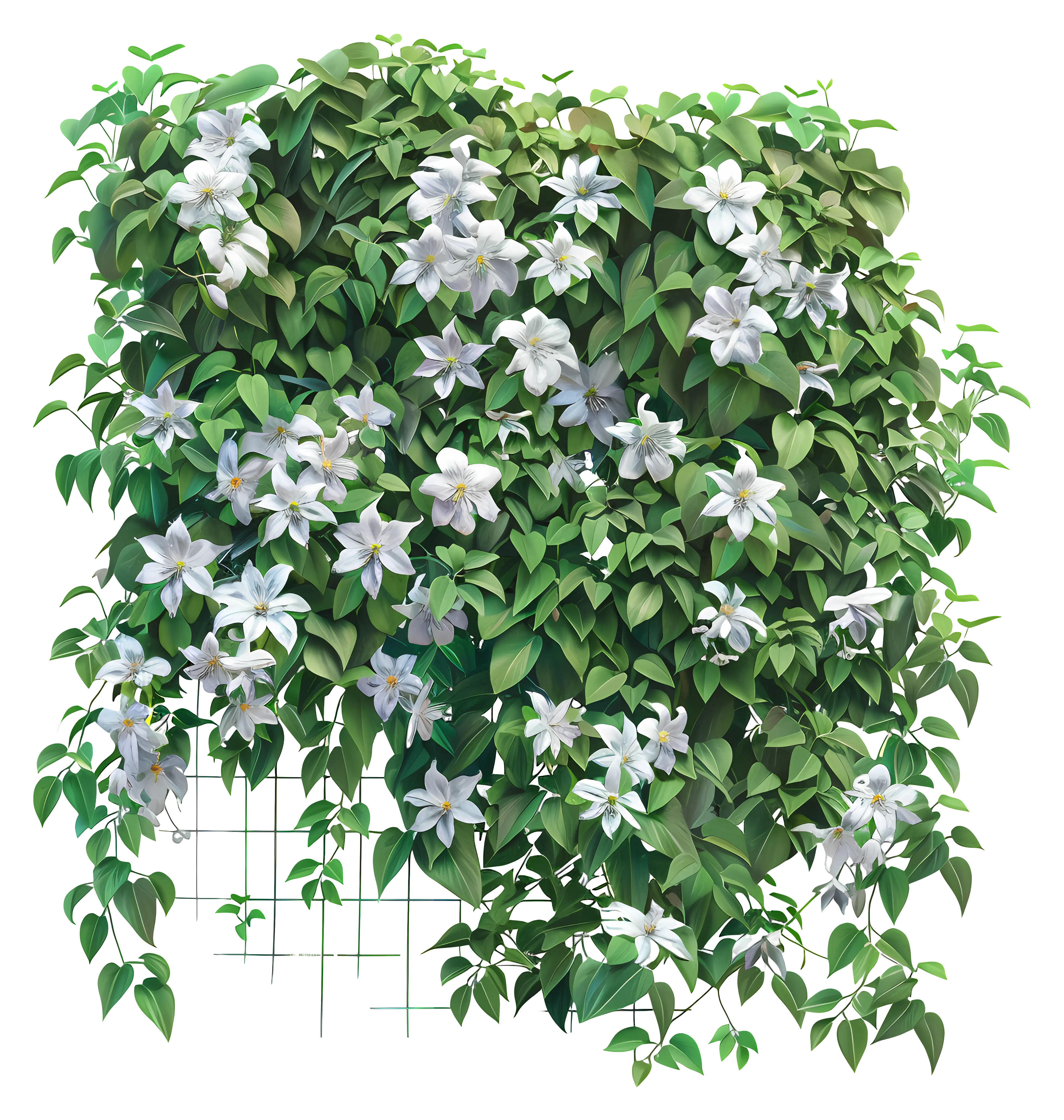 White Clematis Flowers on a Trellis