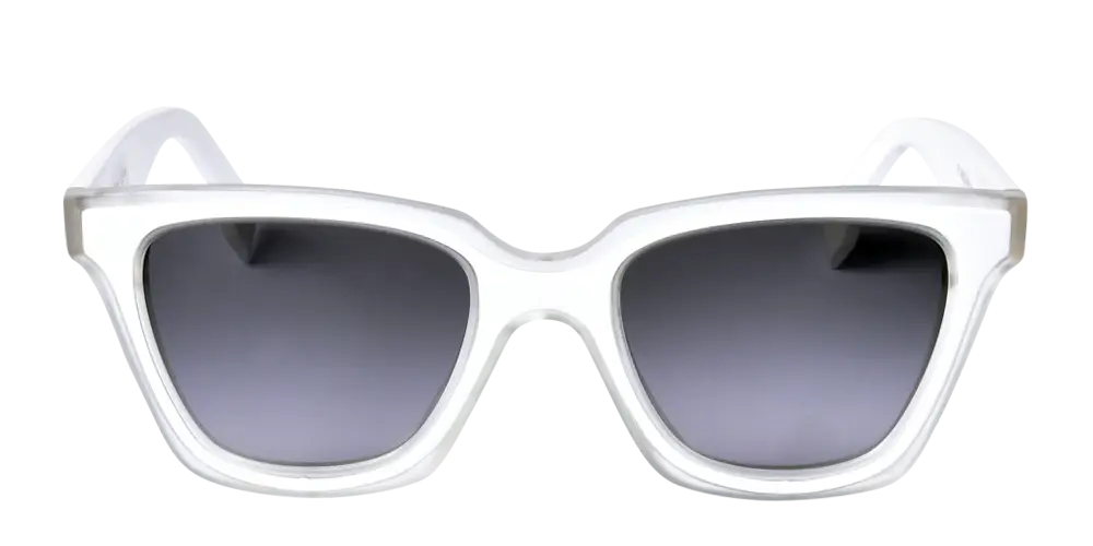 White-frame sunglasses with tinted lenses