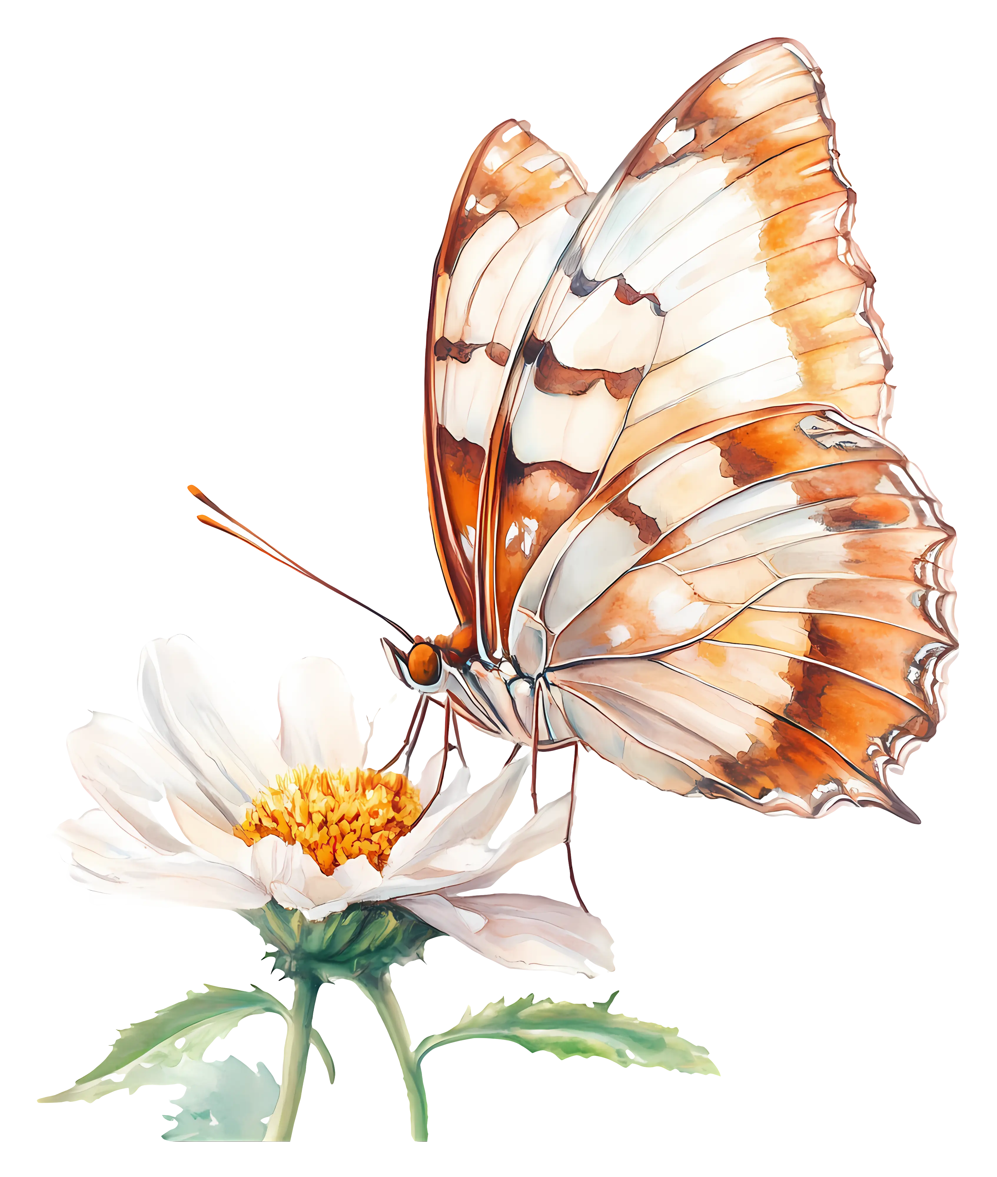 Butterfly on a White Flower