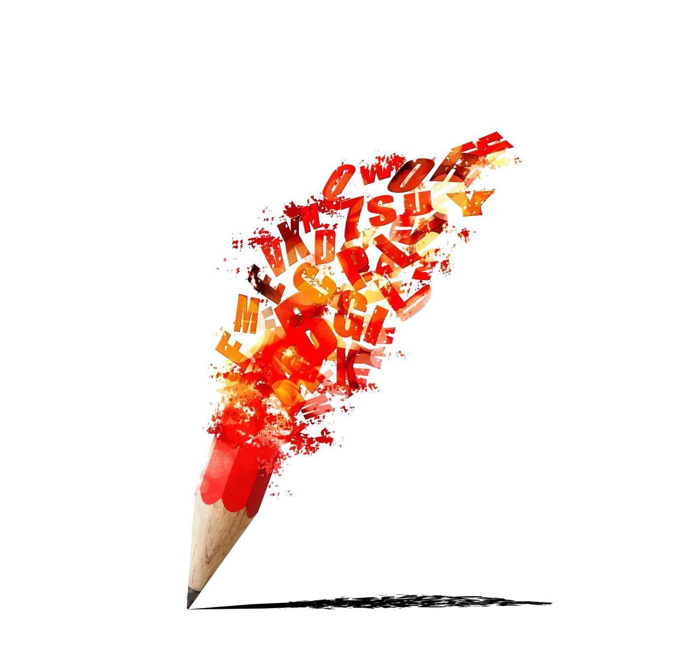 Creative Pencil with Exploding Letters