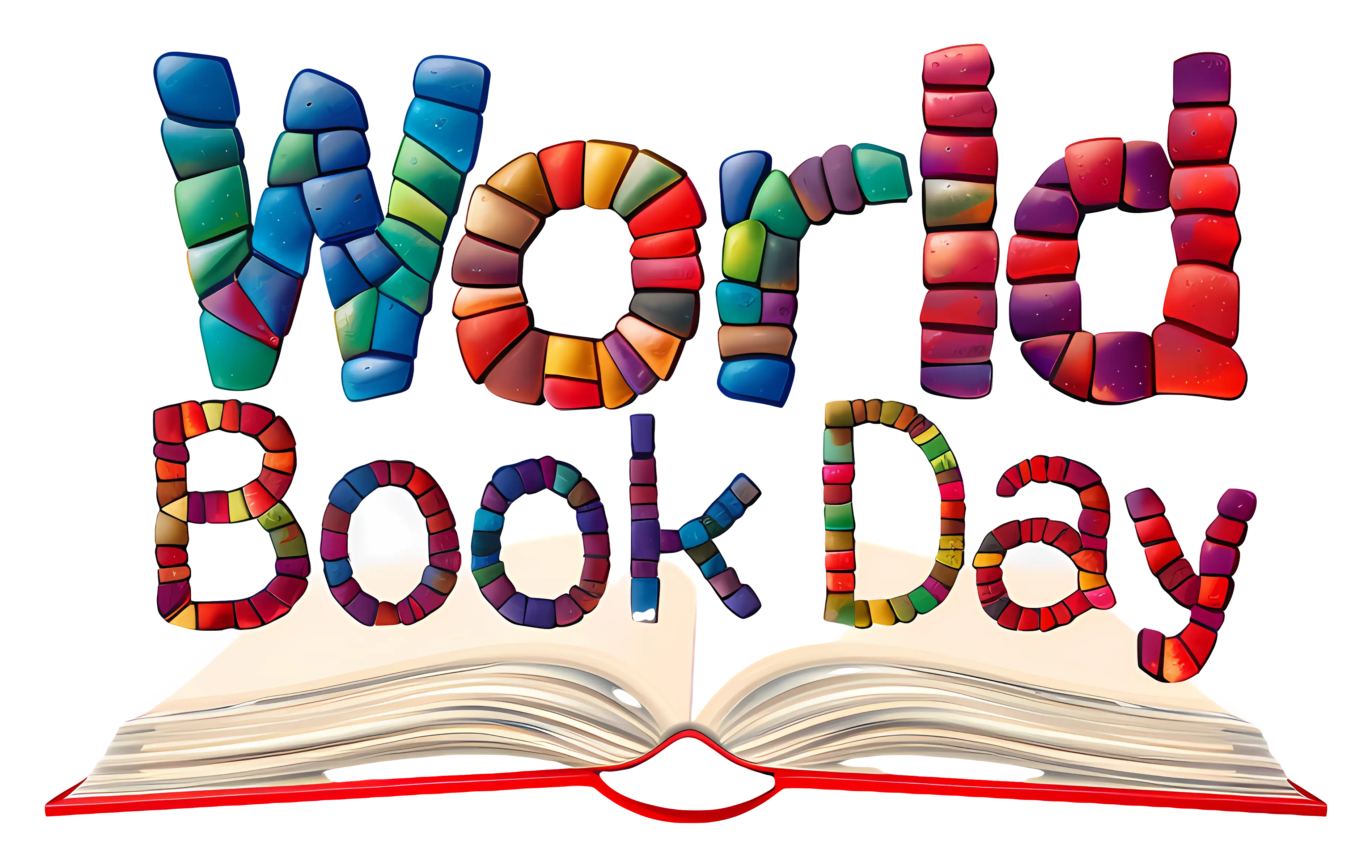 Colorful World Book Day Design with Open Book