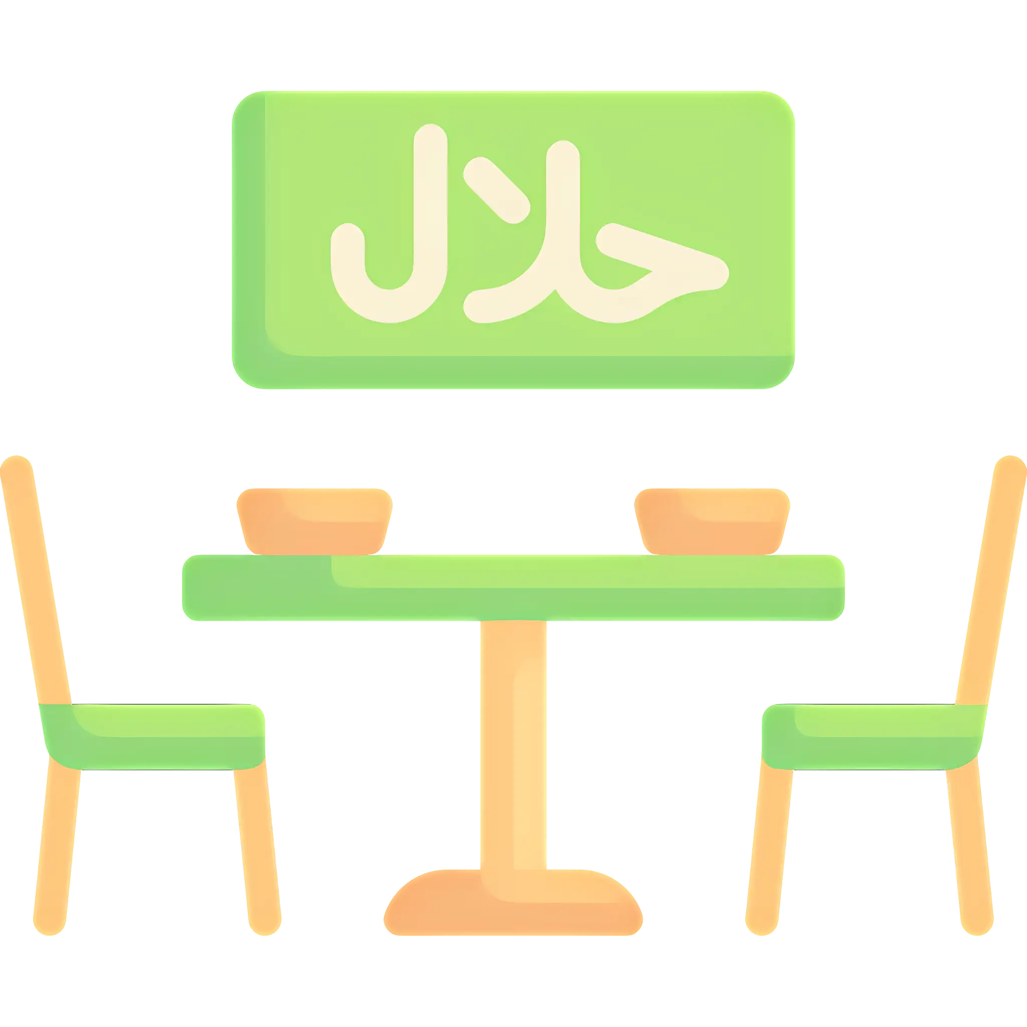Halal Restaurant with Green Sign