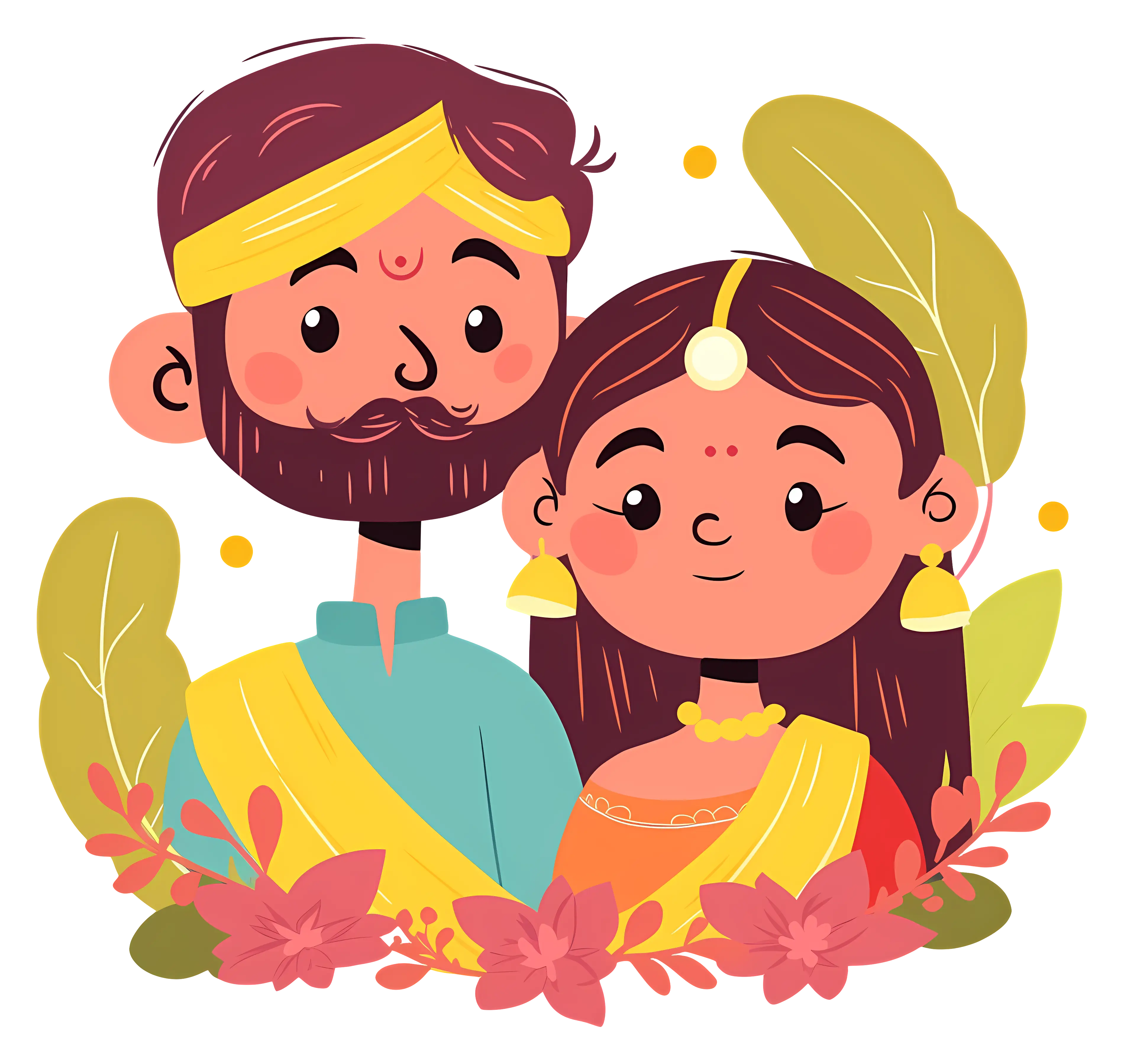 Couple in Traditional Attire Illustration