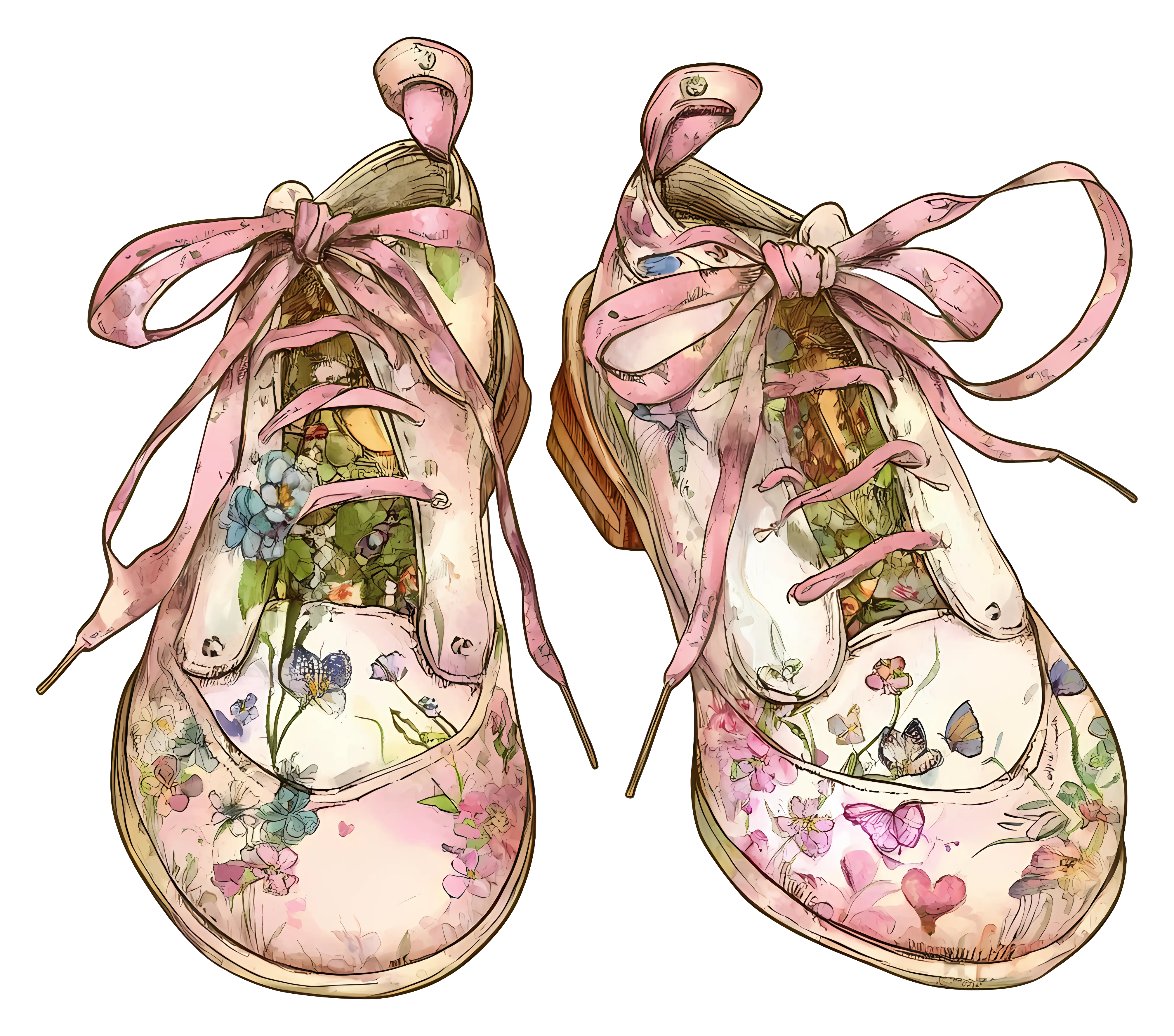 Whimsical Pink Floral Shoes