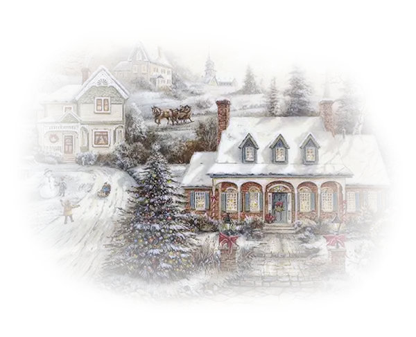 Charming Snowy Winter Village Scene