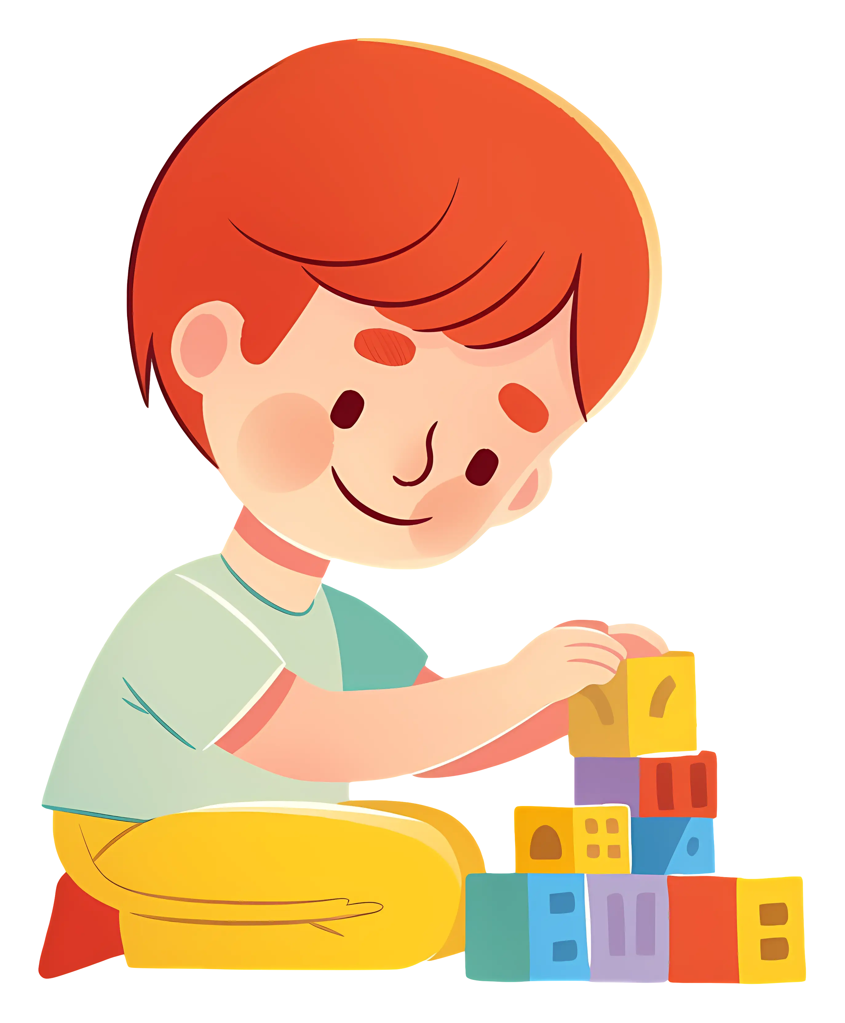 Child Playing with Colorful Blocks