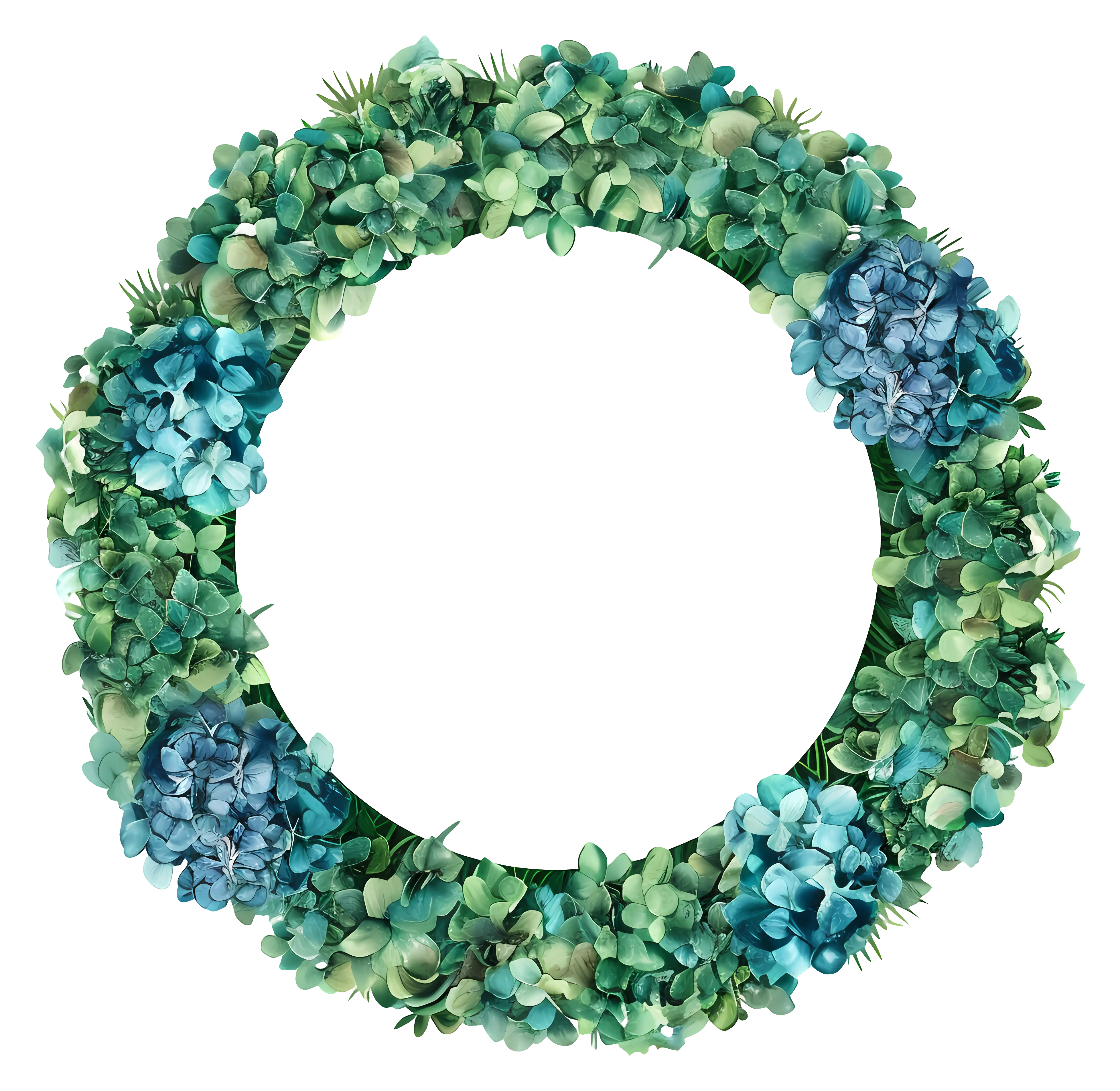 Green and Blue Hydrangea Wreath