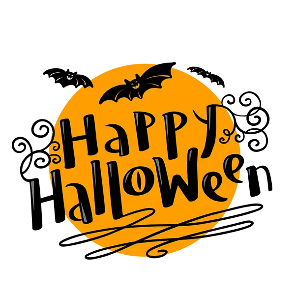 Happy Halloween Design with Bats and Swirls