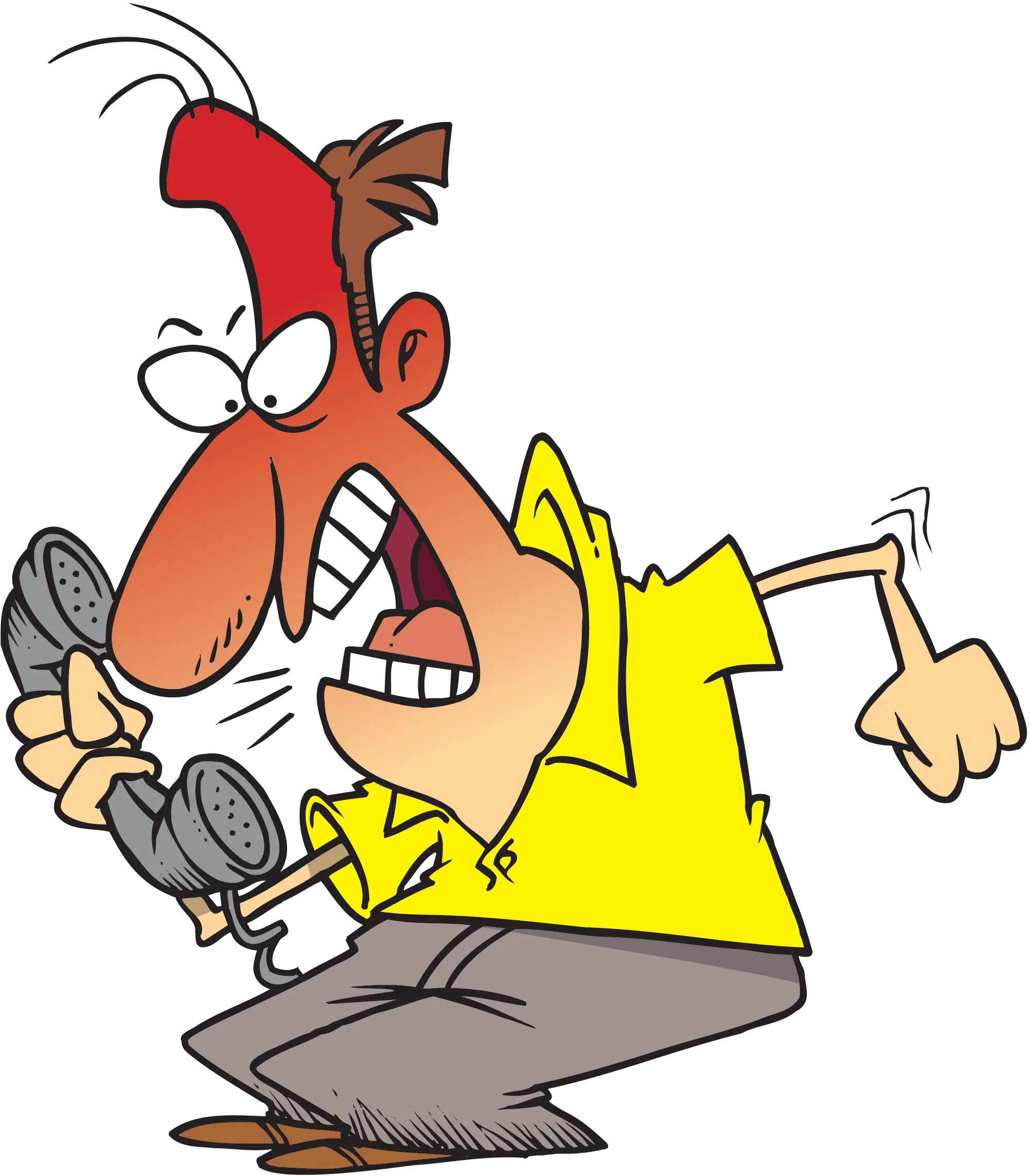 Cartoon of Angry Man Yelling on Phone