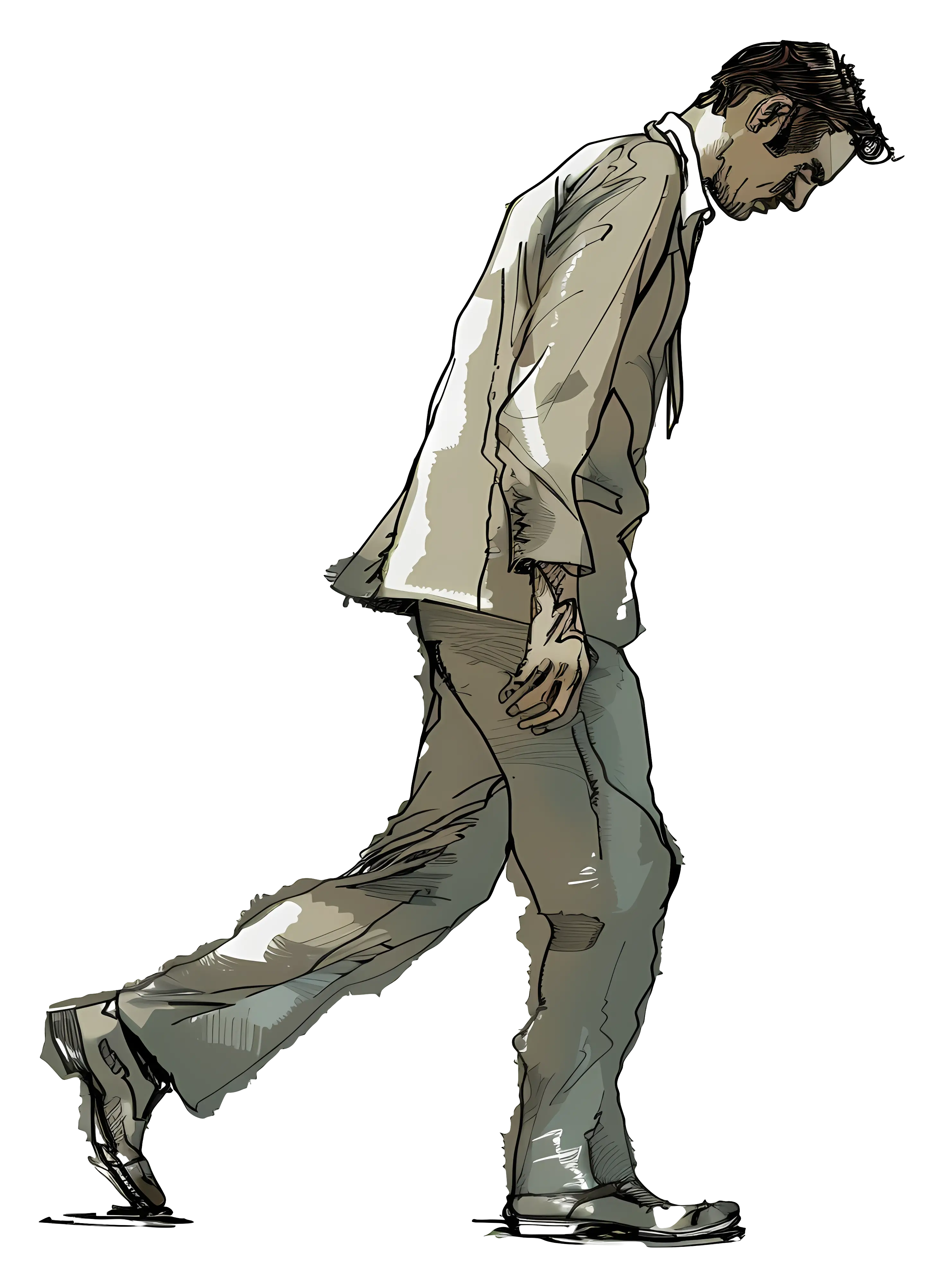 Depressed Man Walking Alone