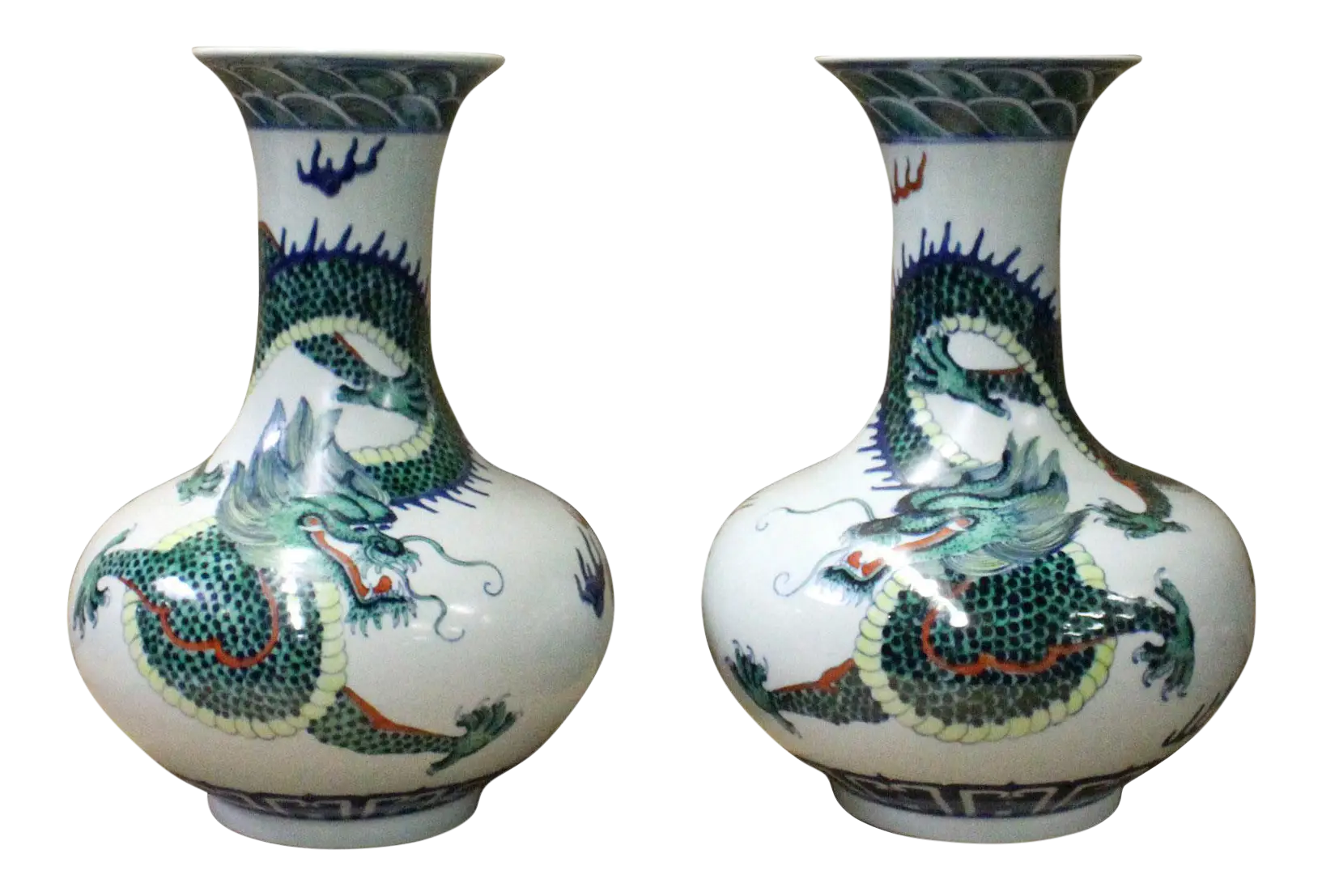 Pair of Dragon Ceramic Vases