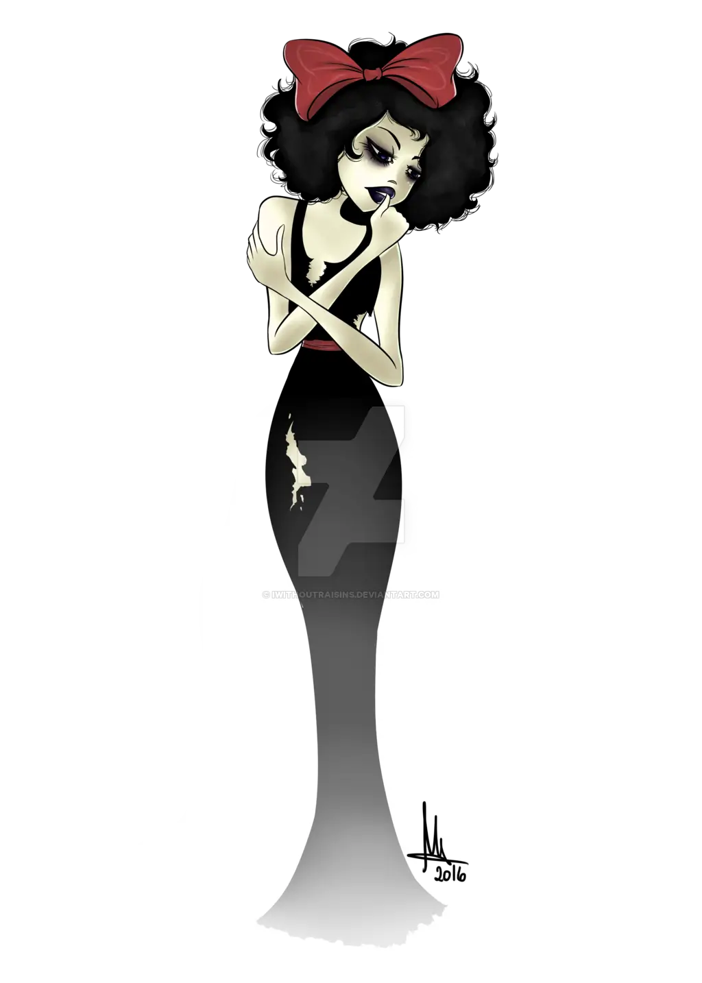 Gothic Character with Red Bow