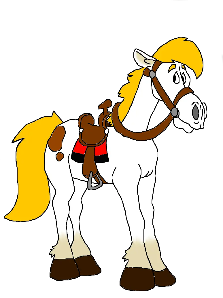 White Cartoon Horse with Yellow Mane