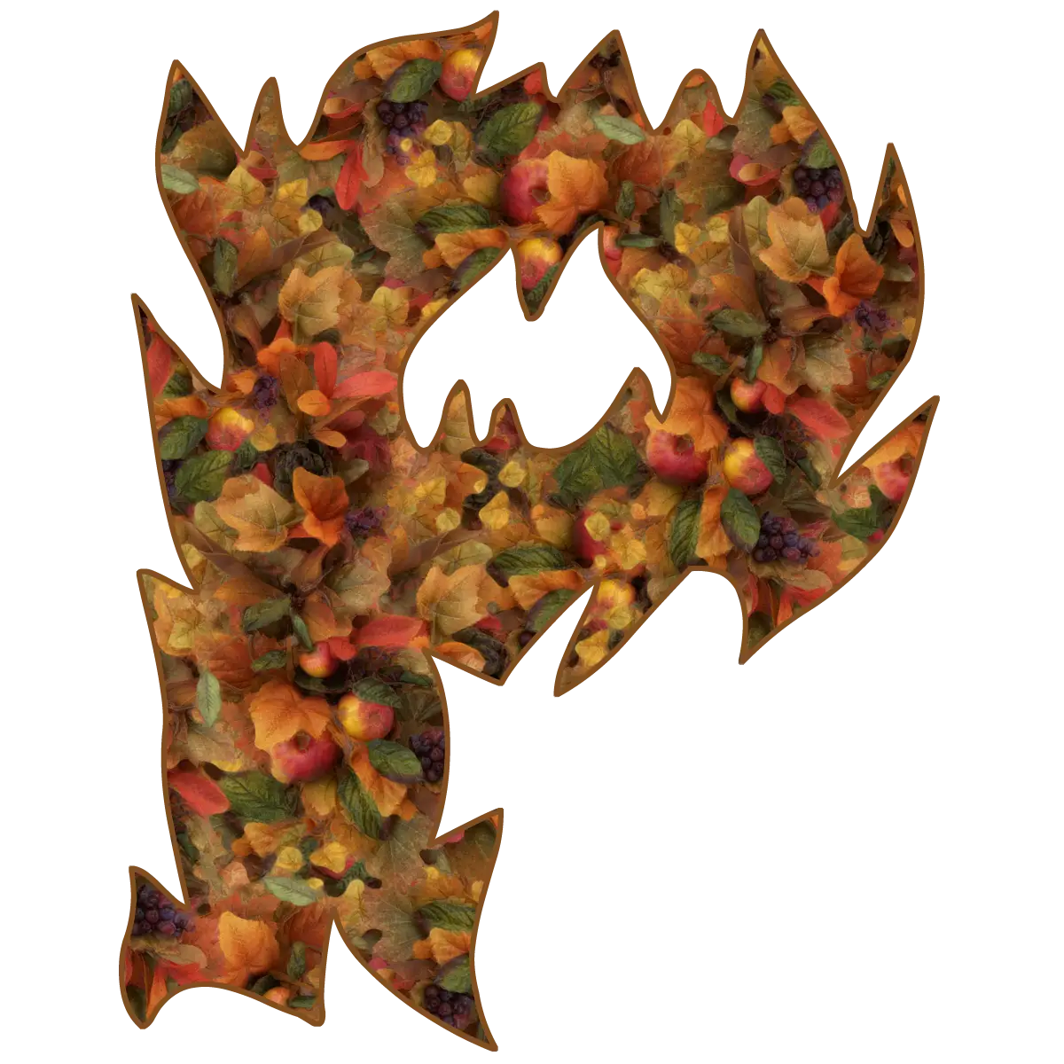 Autumn Floral Pattern Letter P