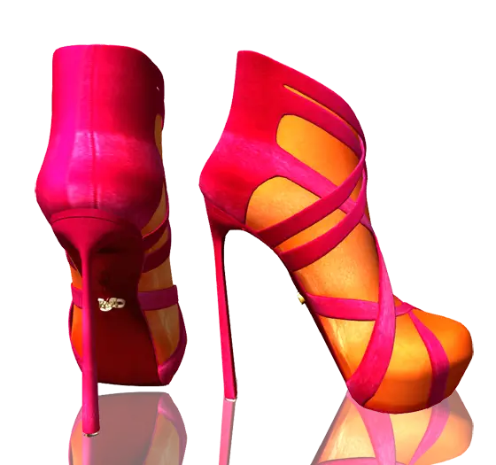 Pink and Orange High-Heeled Shoes
